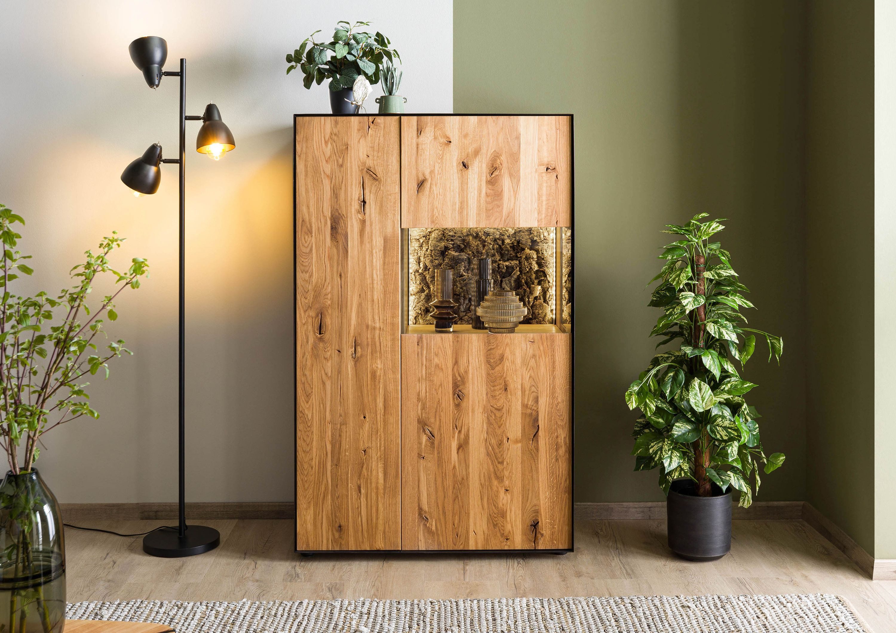 Massivmoebel24 Highboard STARNBERG (Massivholz), Wildeiche 89x45x140 natur geölt STARNBERG #01