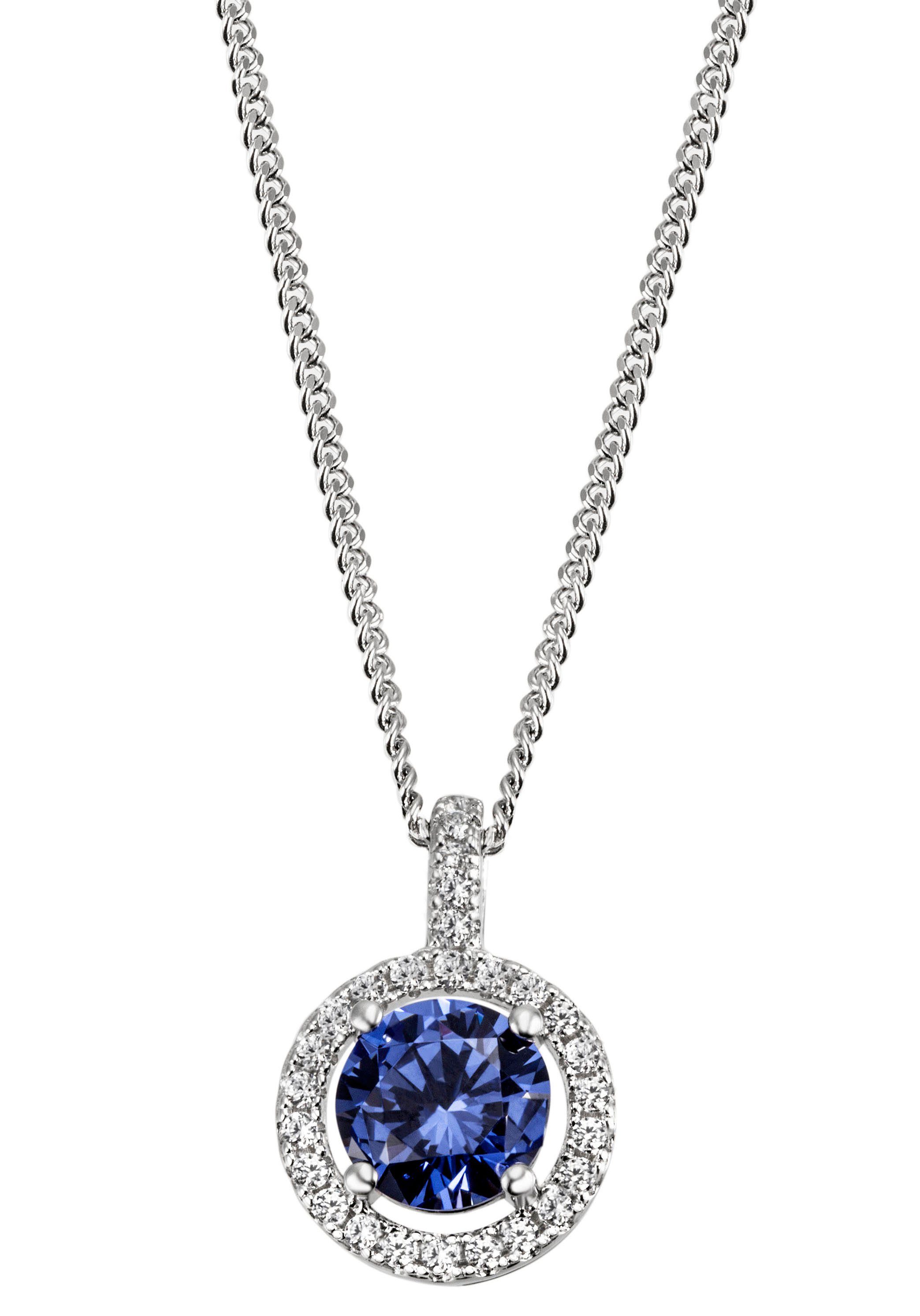 Firetti Kette mit Anhänger Schmuck Geschenk Silber 925 Halsschmuck Halskette Panzerkette Kreis, mit Zirkonia (synth)