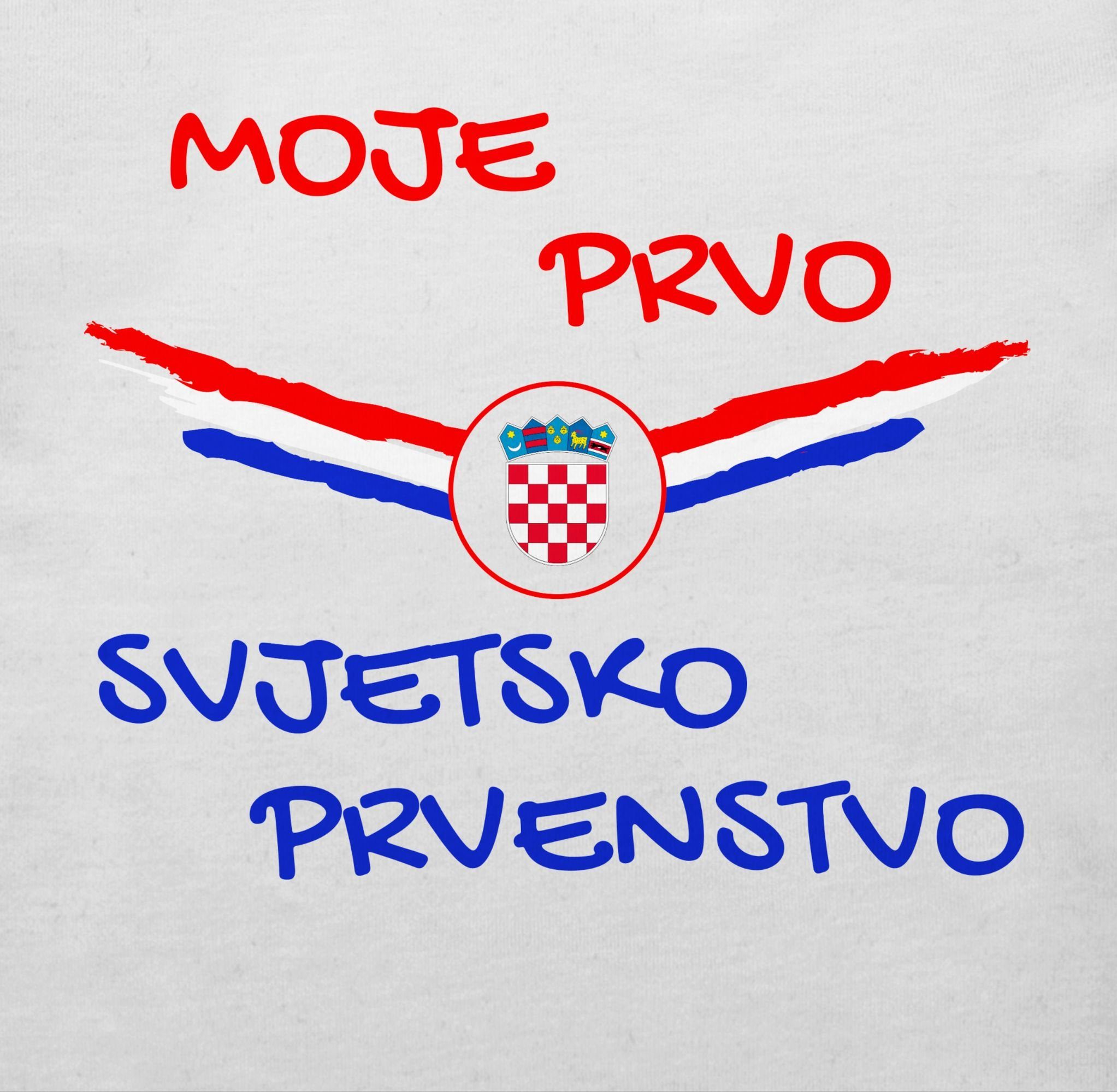 Baby erste 2024 EM Fussball Shirtracer T-Shirt kroatisch Weiß Meine WM Kroatien 1