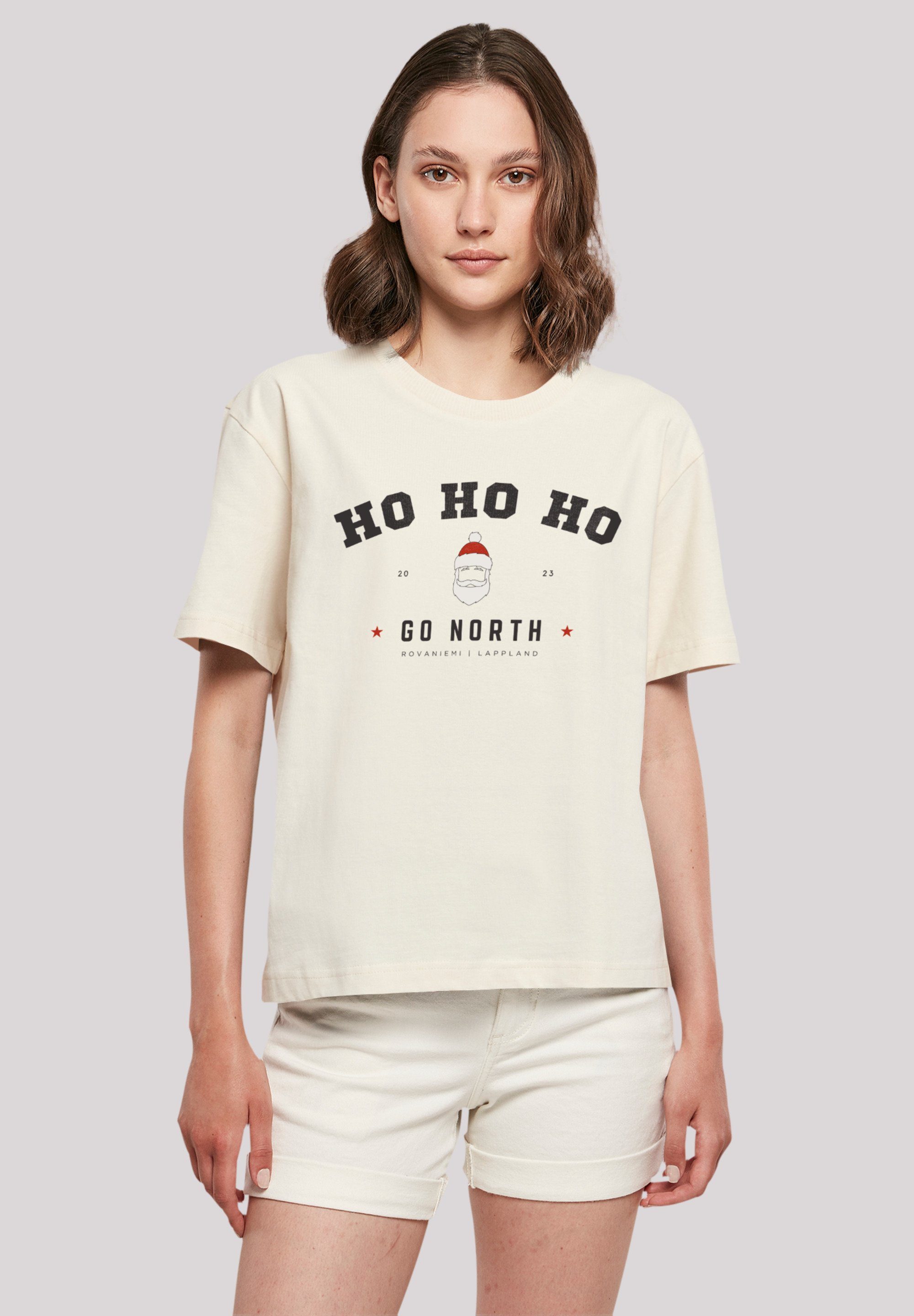 F4NT4STIC T-Shirt Ho Ho Ho Weihnachten Santa Logo, Weihnachten, Geschenk, Gerippter Rundhalsausschnitt Claus