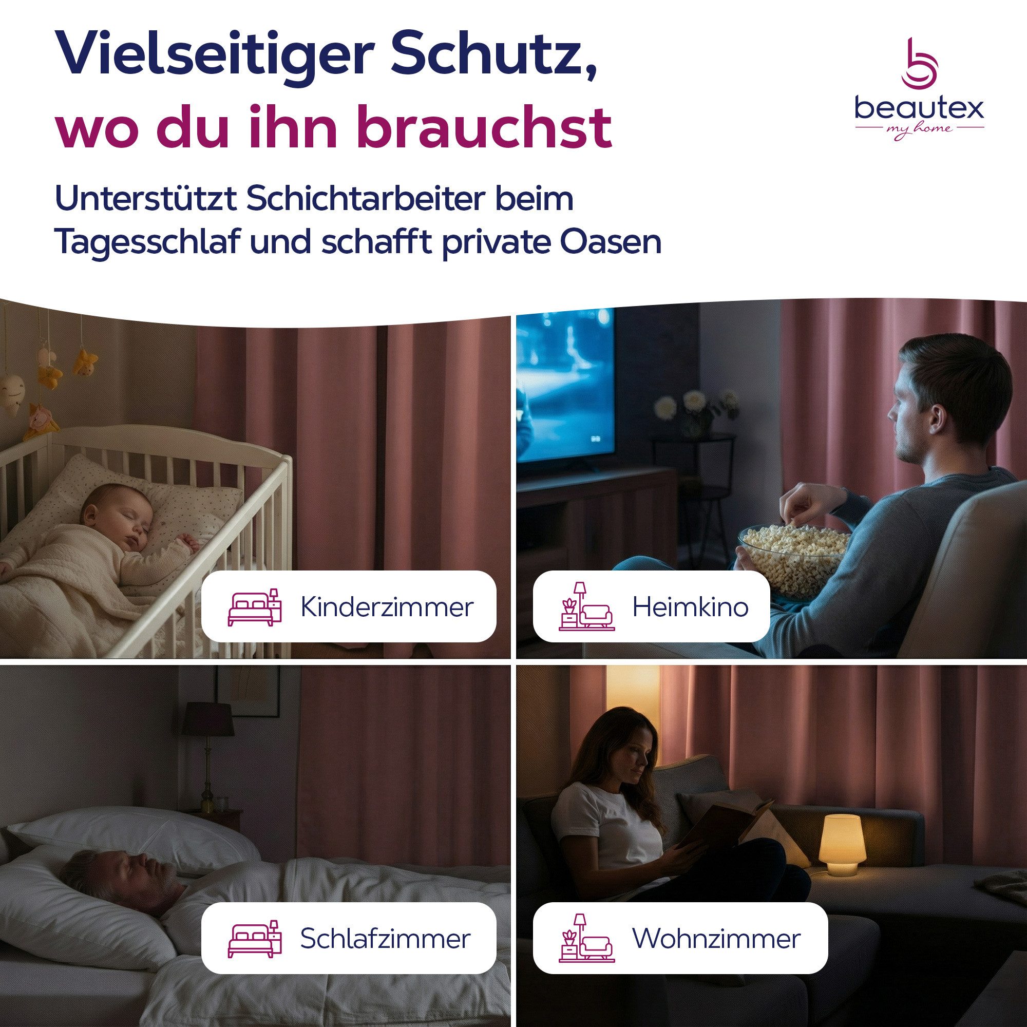 Beautex Verdunkelungsvorhang mit Ösen Vorhang, Gardine blickdicht abdunkelnd (1 St), Ösen, verdunkelnd, Blackout, blickdicht, waschbar, Ösenaufhängung, Farbwahl – Bild 4 von 5