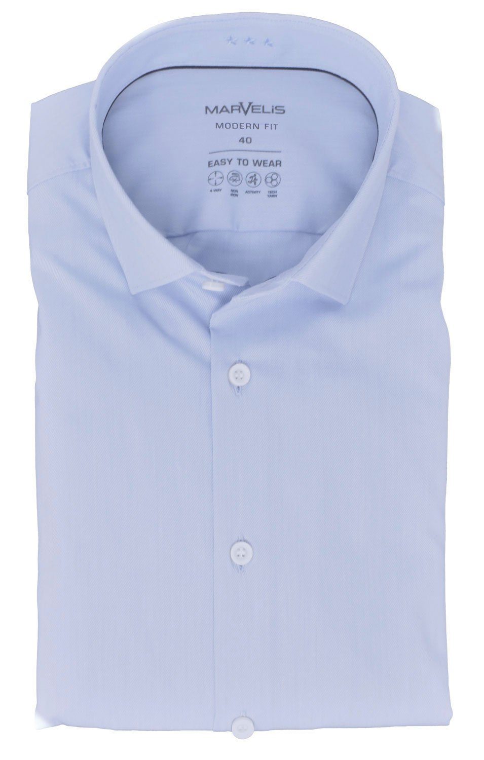 MARVELIS Businesshemd MODERN FIT - Easy To Wear Hemd normale, leicht taillierte Schnittführung