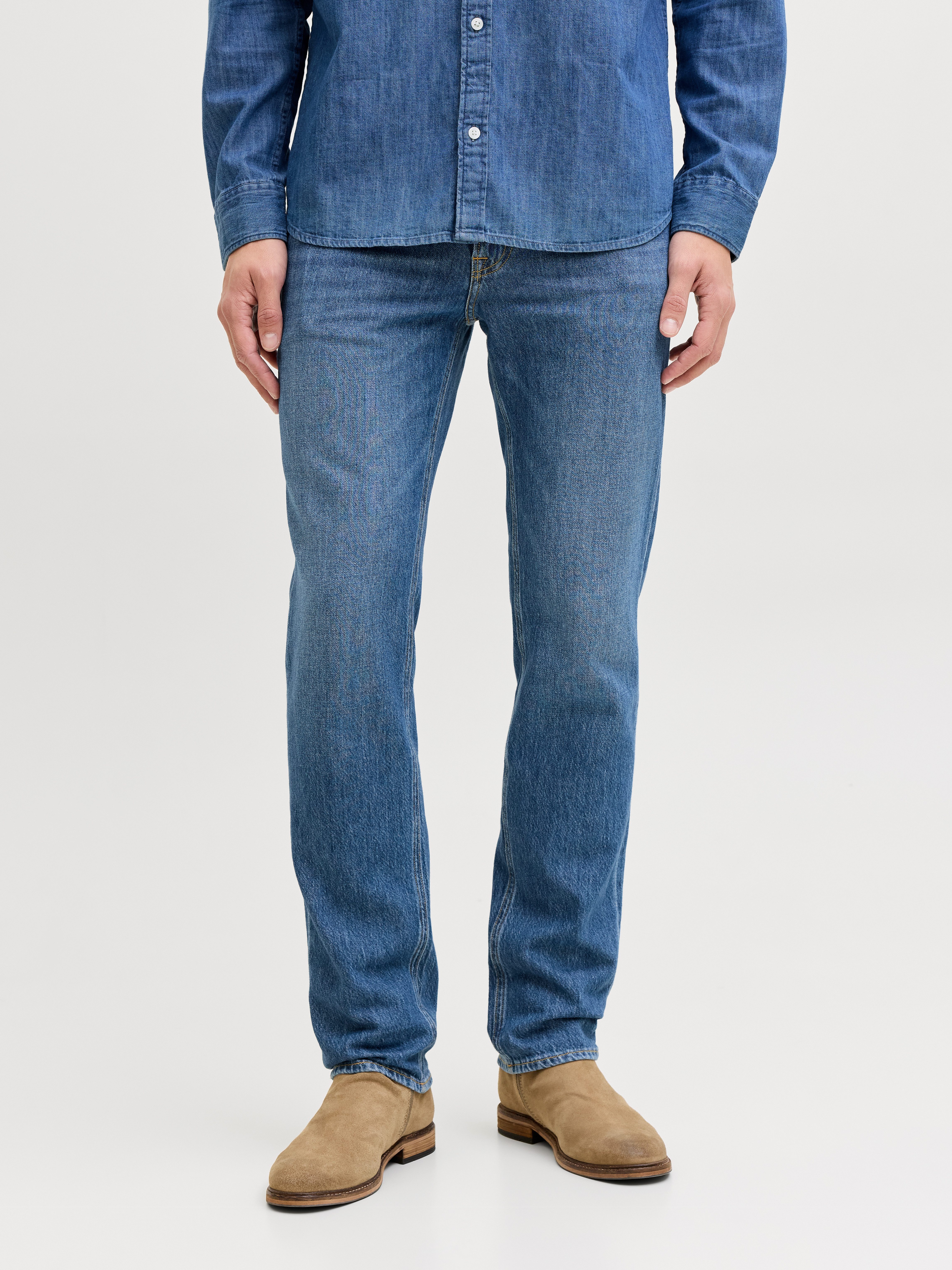 Regular-fit-Jeans JJICLARK im Used-Look, Stretchkomfort und niedrige Leibhöhe