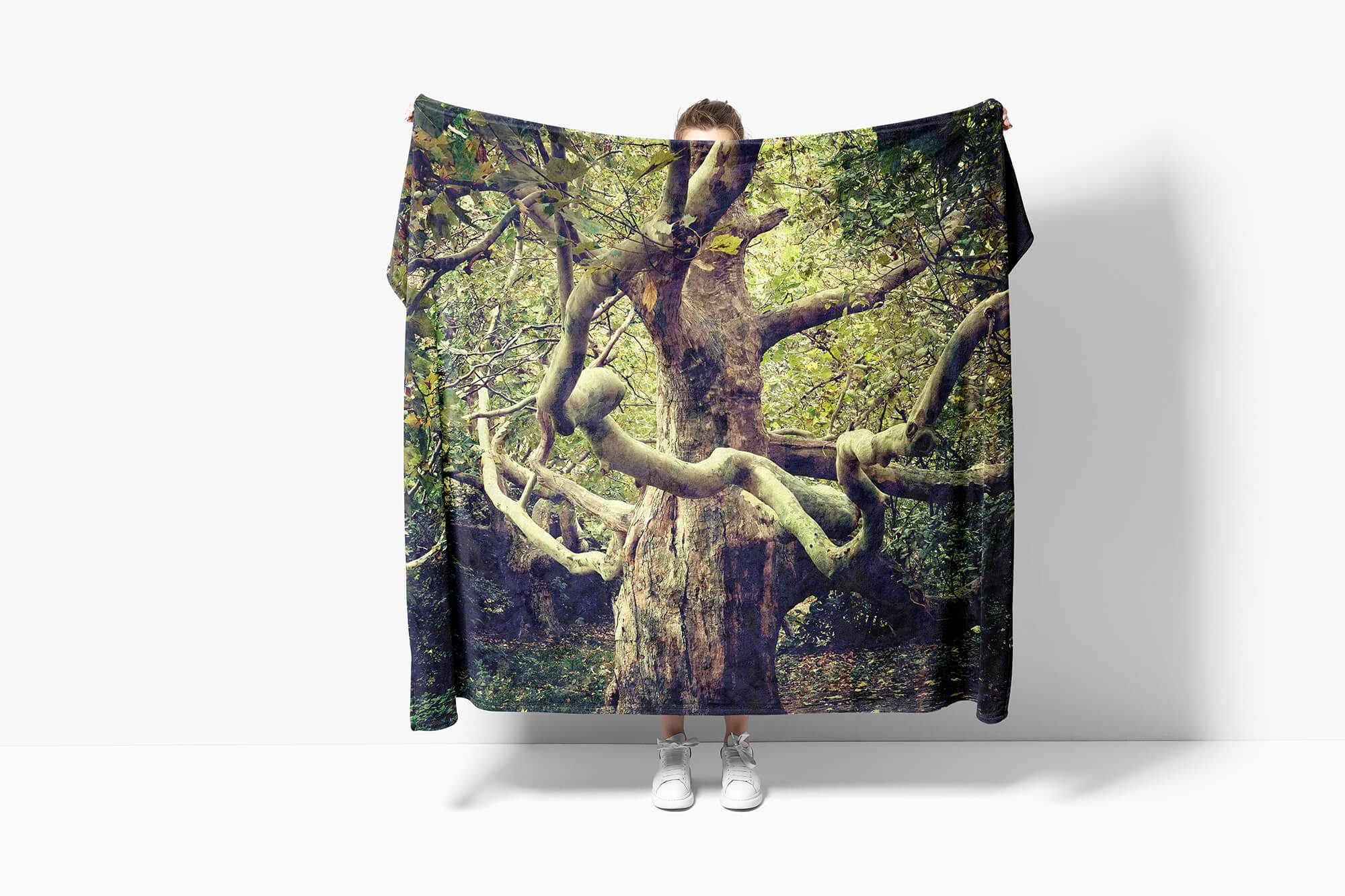 Sinus Art Dschun, Fotomotiv Baumwolle-Polyester-Mix Strandhandtuch Handtuch (1-St), Handtuch Kuscheldecke Großer Handtücher Baum Saunatuch mit