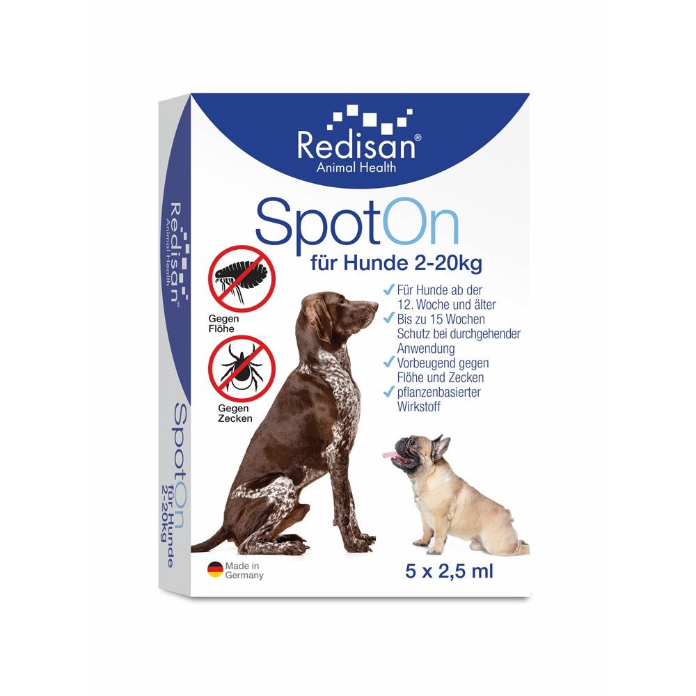 Redisan Zeckenschutzmittel Redisan® Spot on Hund I Pflanzenbasiertes Zeckenmittel OHNE CHEMIE, 12.5 ml, für Hunde