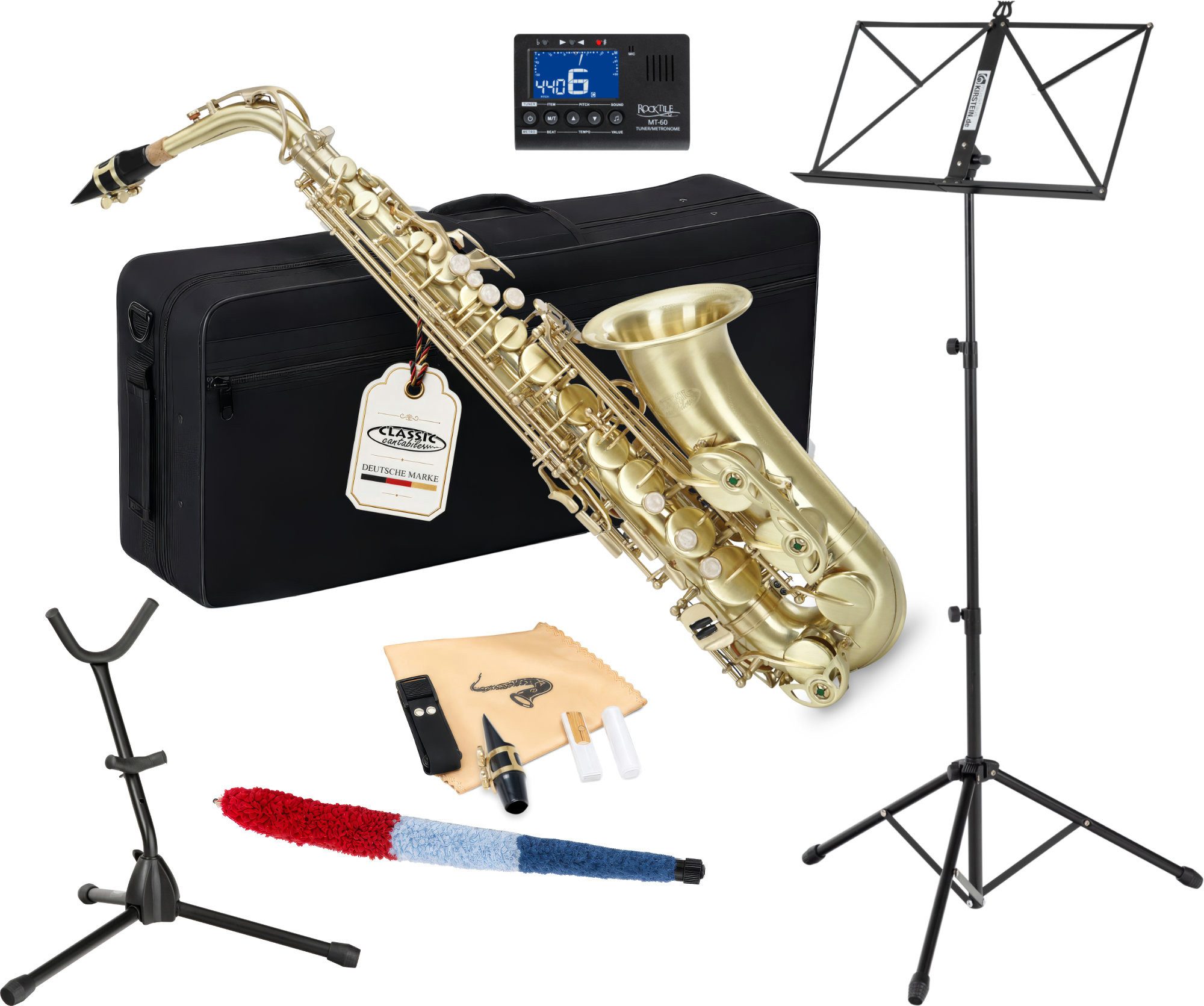 Classic Cantabile Saxophon Alt Saxophon, Alto Sax Spar-Set, 9-St., Set mit Koffer und Zubehör, Altsaxophon mit Hoch-Fis-Klappen