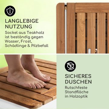 blumfeldt Gartendusche Sumatra Teak Square Gartendusche (Packung, 1 St), Outdooor bodenplatte Bodendusche Fußdusche Außen ohne Stromanschluss