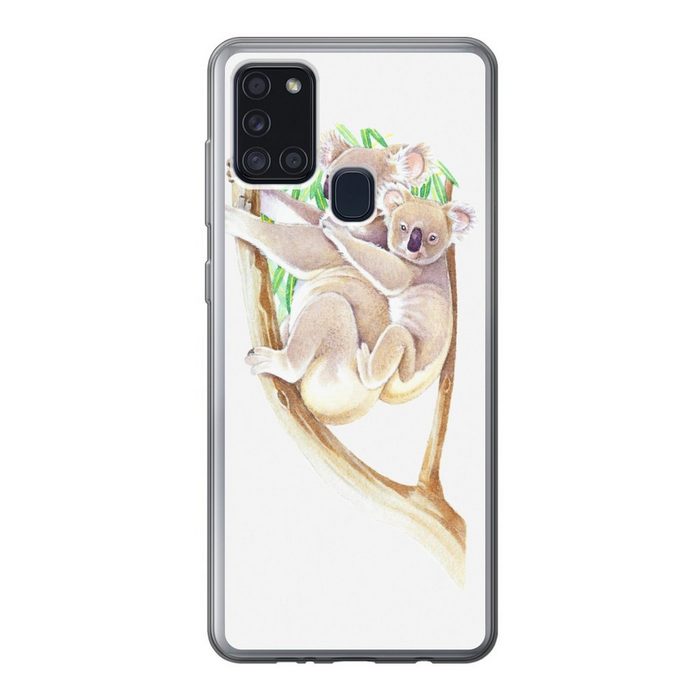 MuchoWow Handyhülle Koala - Zweig - Aquarell Handyhülle Samsung Galaxy A21s Smartphone-Bumper Print Handy AR12335