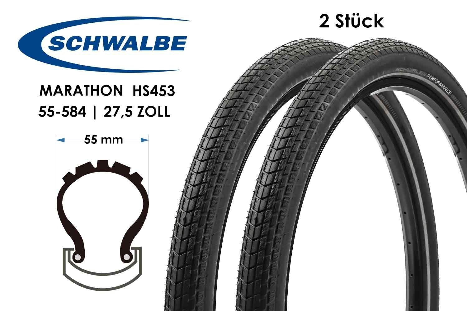 Schwalbe Fahrradreifen 2 Stück 27.5 Zoll Schwalbe Marathon Almotion 27.5x2.15 Reflex 55-584