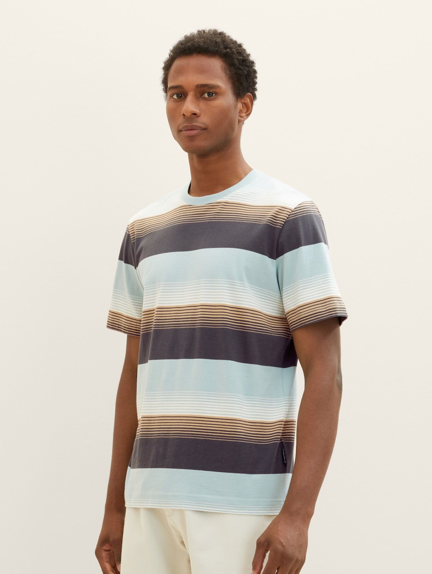 T-Shirt multi stripe gradient TOM blue gestreift T-Shirt TAILOR