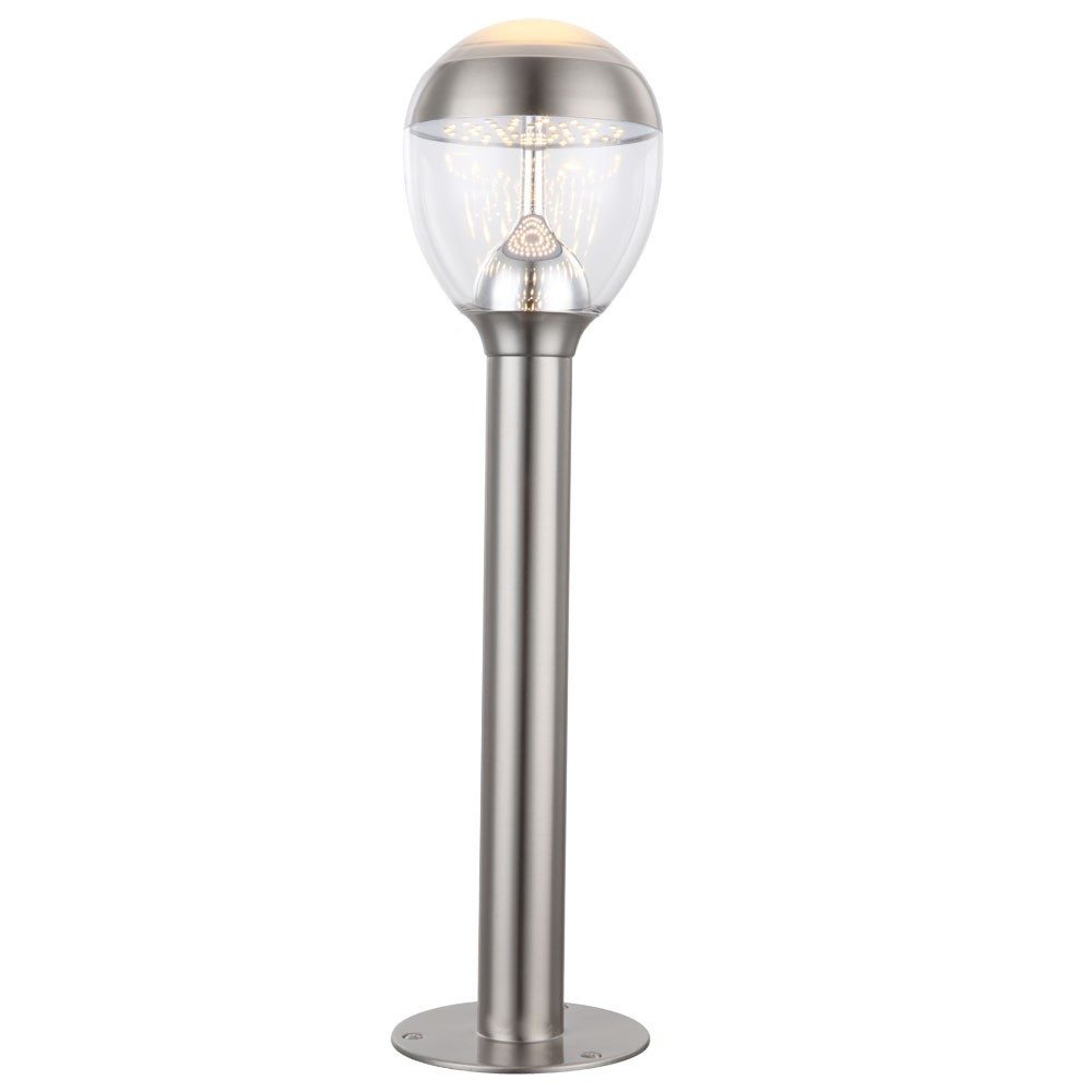 GLOBO LIGHTING Stehlampe, LED-Leuchtmittel fest verbaut, Warmweiß, Außenleuchte Stehlampe Standleuchte Garten Edelstahl Sockelleuchte