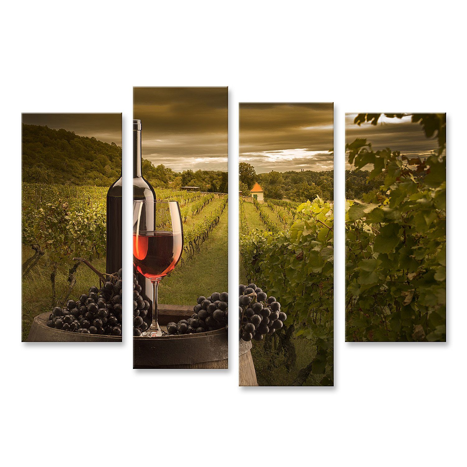 Leinwandbild Bild auf Leinwand Stillleben Rotwein Weinberg Hintergrund Stillleben R