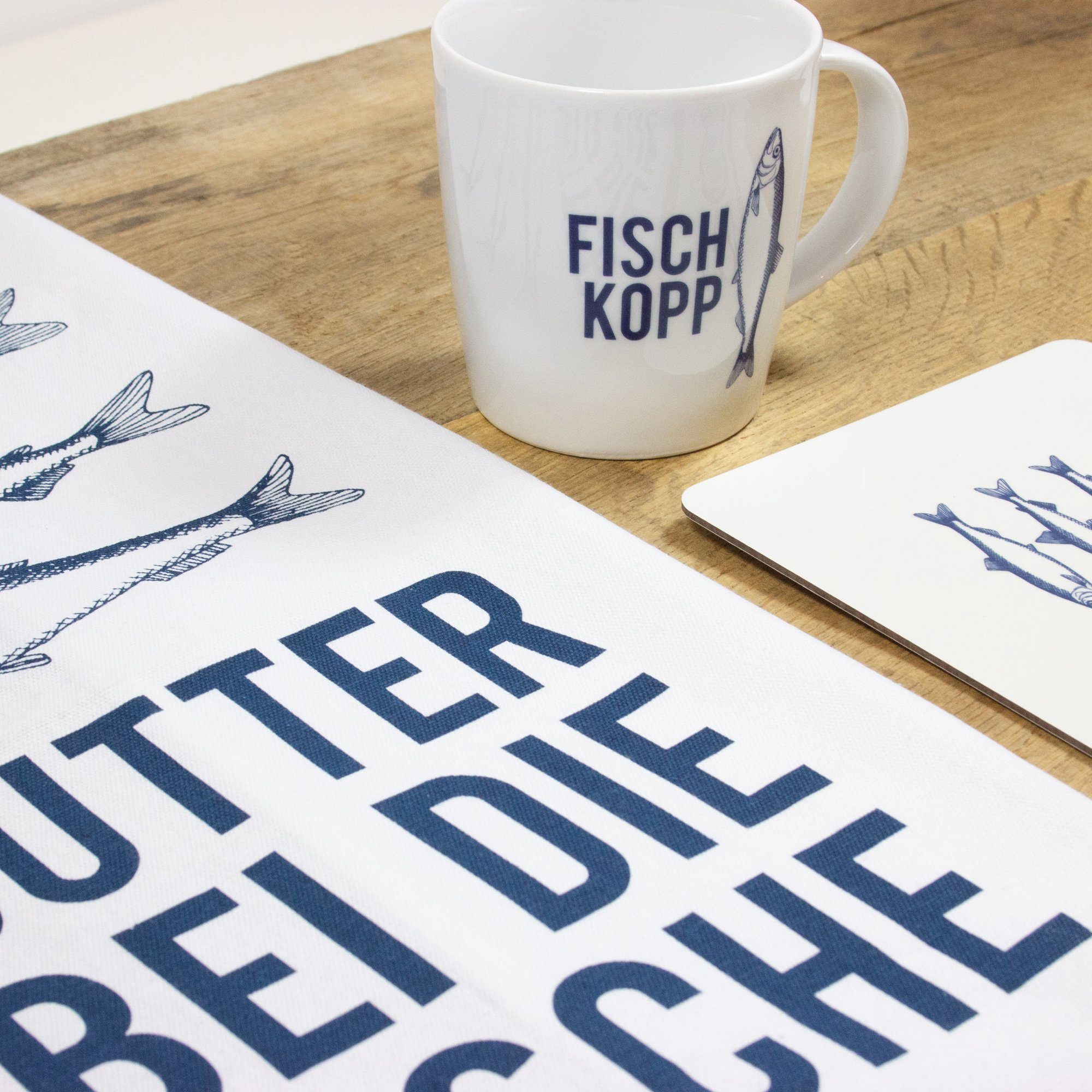 Bow & Hummingbird Geschirrtuch Geschirrtuch Butter bei die Fische, 50 x 70 cm