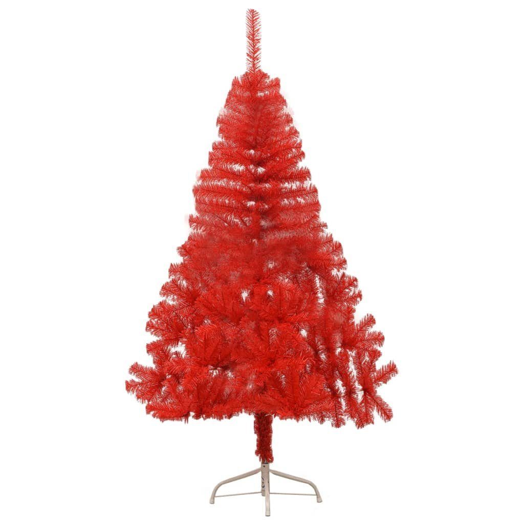 vidaXL Künstlicher Weihnachtsbaum Halb-Weihnachtsbaum Rot mit Ständer 120 Künstlicher cm PVC