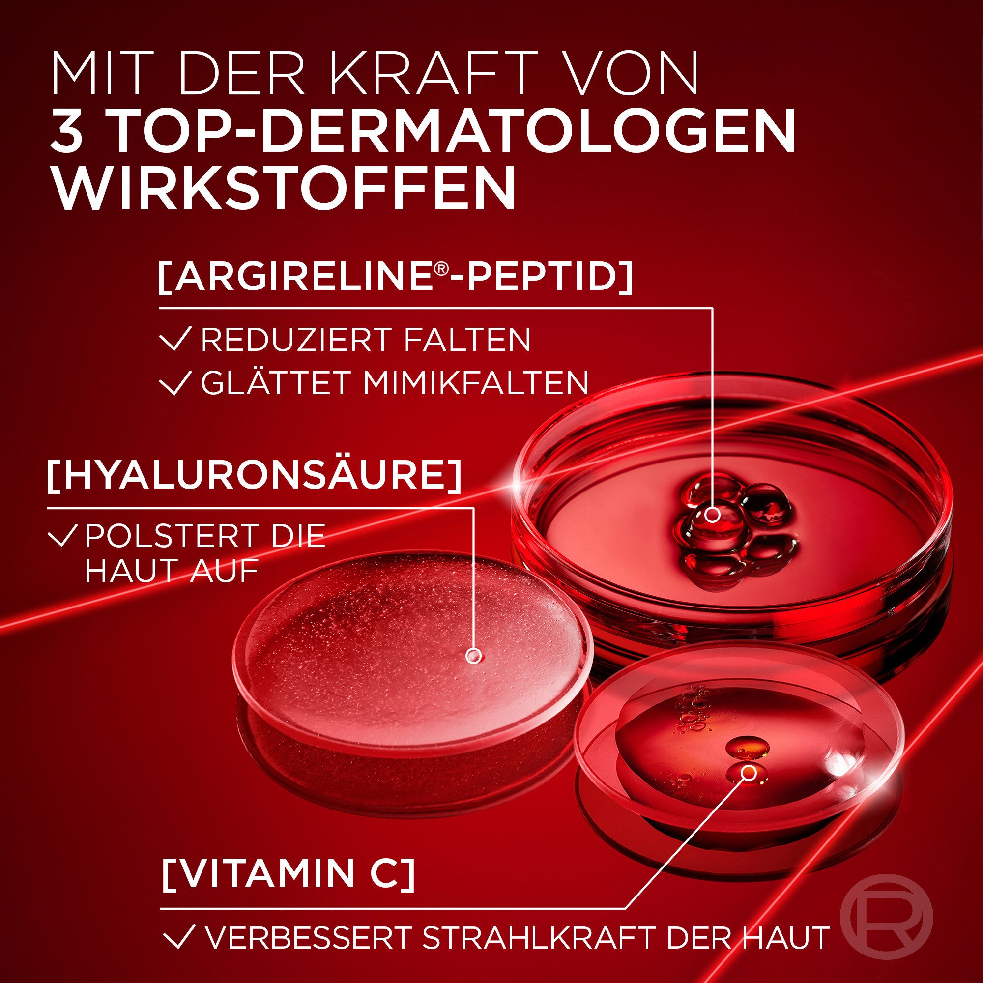 L'ORÉAL PARIS Tagescreme REVITALIFT LASER DREIFACH-POWER ANTI-AGE TAGESPFLEGE LSF 25, mit Pro-Retinol, Hyaluronsäure und Vitamin C