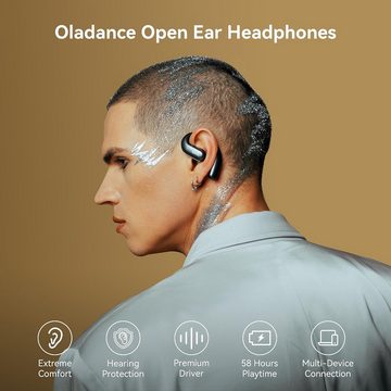 Oladance OWS Pro Open mit Multipoint-Verbindung bis zu 58 StundenWiedergabezeit In-Ear-Kopfhörer (Nahtlose Konnektivität ermöglicht schnelles Umschalten zwischen Geräten., inklusive Ladehülle, hochwertige 23 * 10mm Treiber)