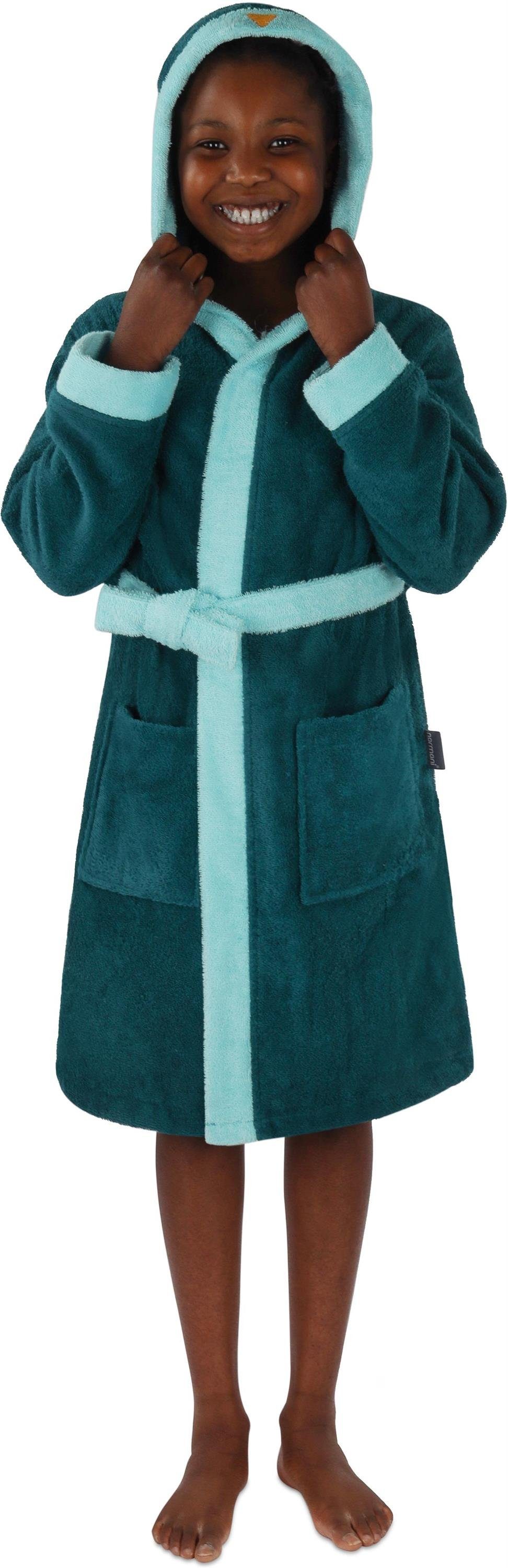 normani Kinderbademantel Kinder Bademantel aus Bio-Baumwolle Malia, Bio-Baumwolle, Kapuze, Bindegürtel, Kinder Bademantel aus weichem und schadtsofffreiem Mater – Bild 5 von 5