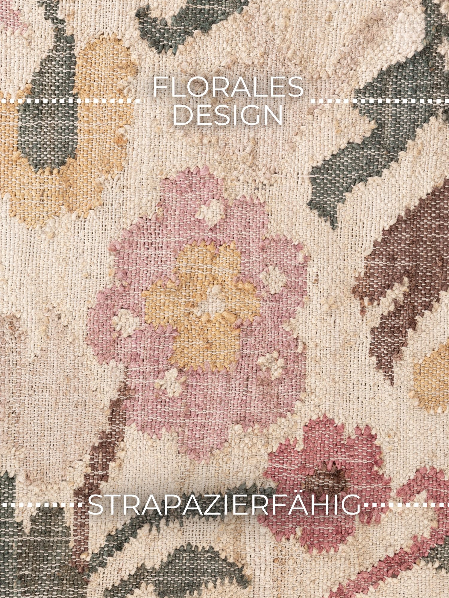 ELLE DECORATION Teppich Kelim Violette, rechteckig, Höhe: 3 mm, Jute, Baumwolle, Natur, Handgewebt, Kelim, orientalisch, Boho