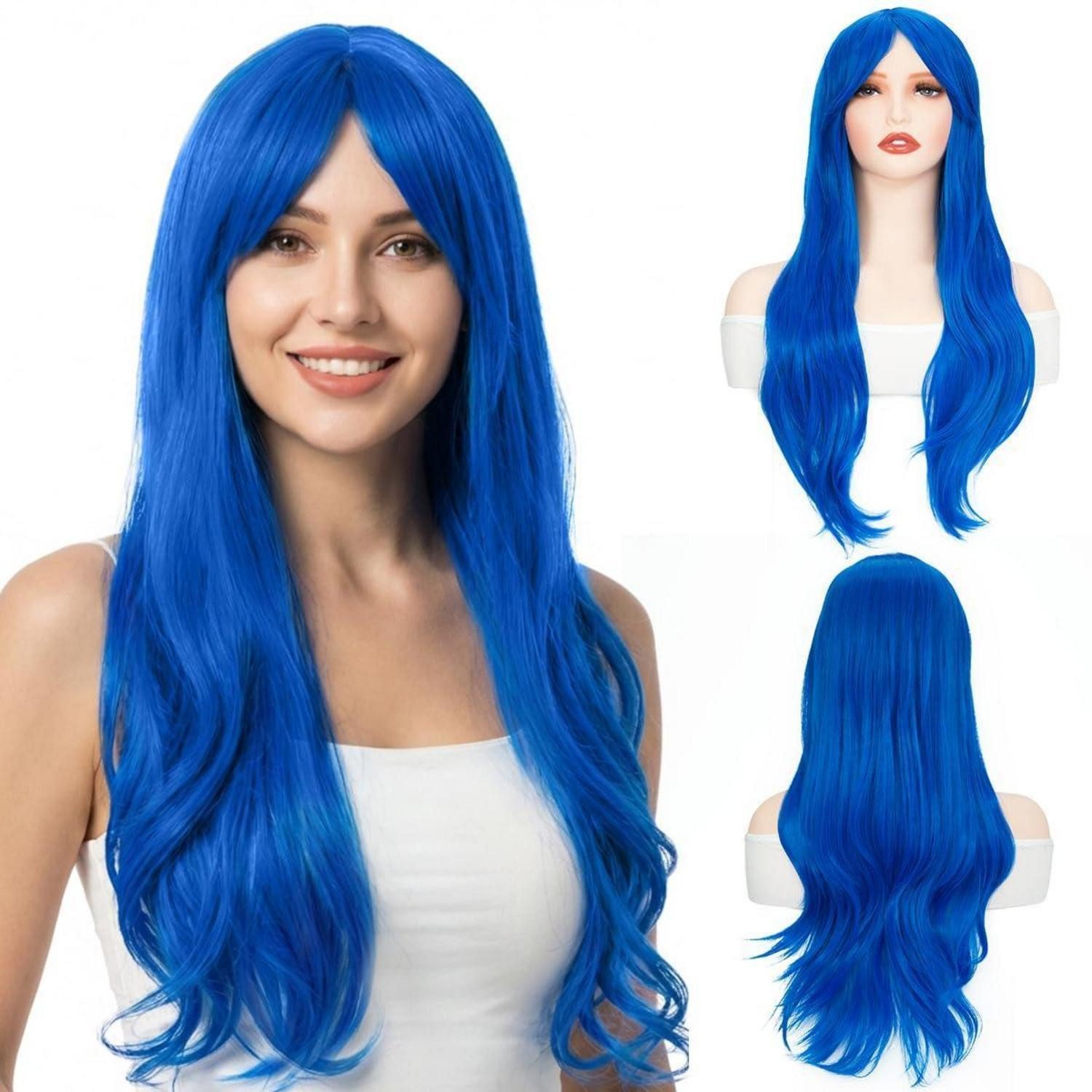 LuxusKollektion Kunsthaarperücke Perücke synthetisch lockig 28 einstellbar Anime 70 cm Königsblau
