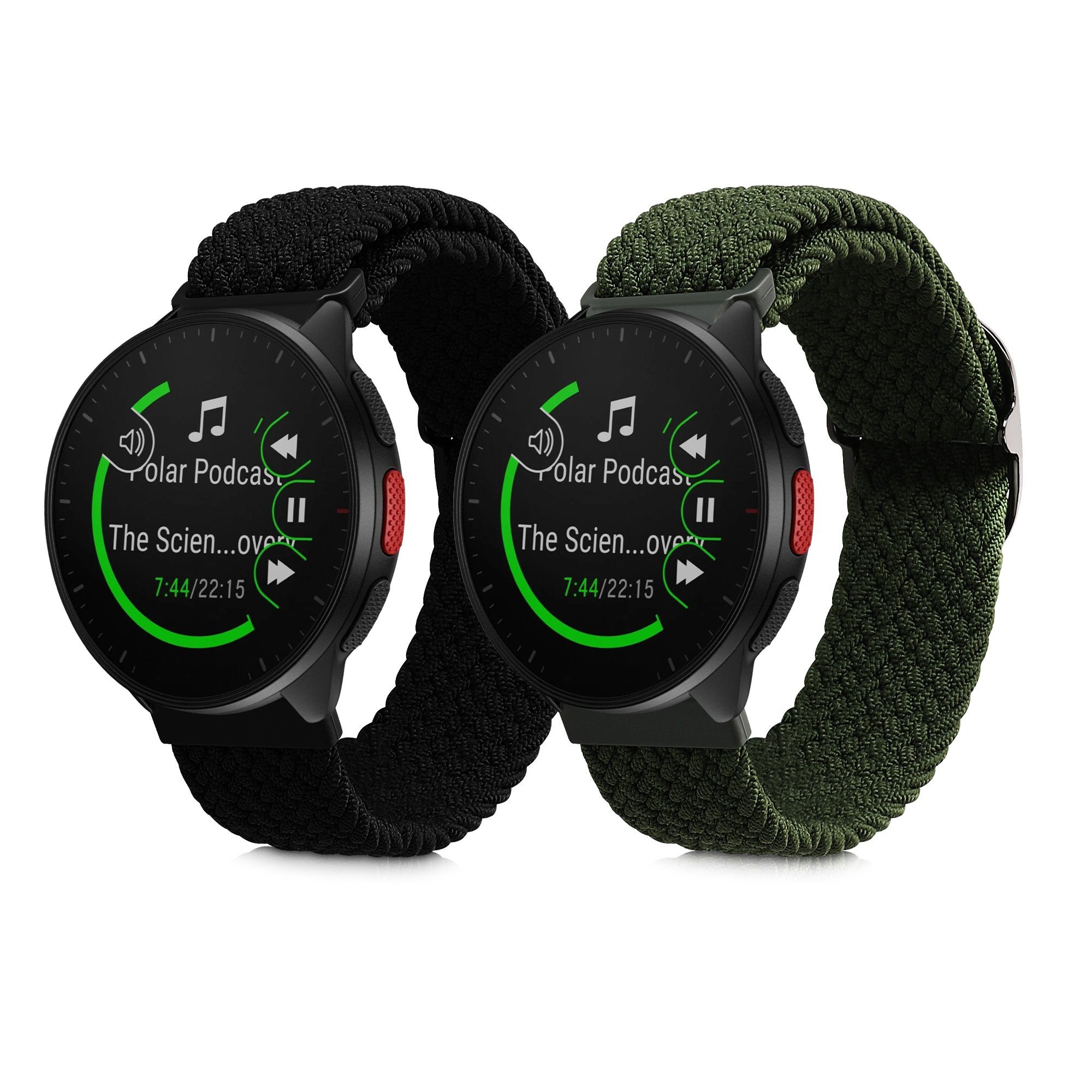 kwmobile Armband für Polar Pacer / Pacer Pro / Ignite Smartwatch, 2-tlg., Nylon Fitnesstracker Sportarmband Band - Innenmaße von 19 - 20 cm