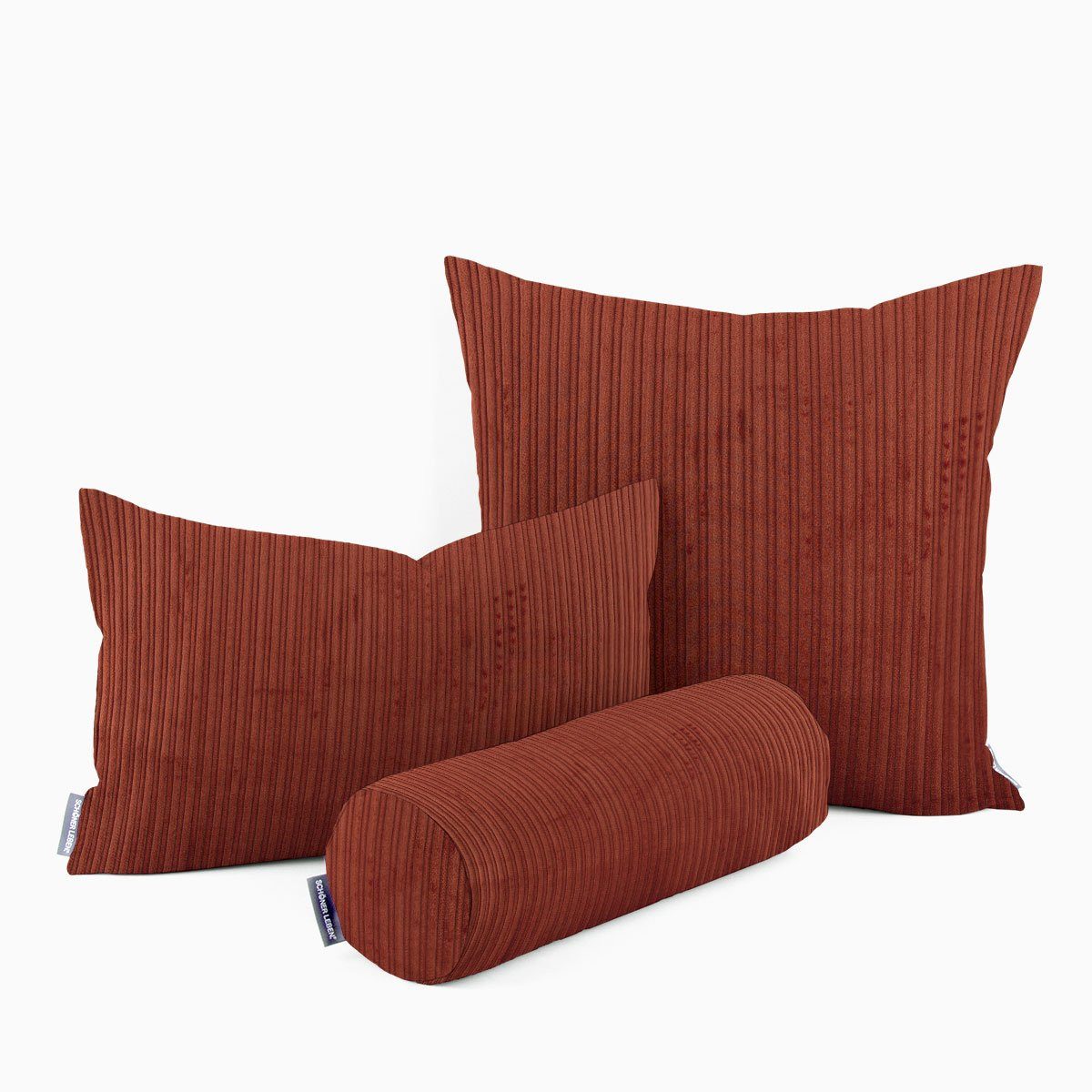 SCHÖNER LEBEN. Dekokissen Kissenhülle Cord Doppelrille cognac braun div Größen SCHÖNER LEBEN.