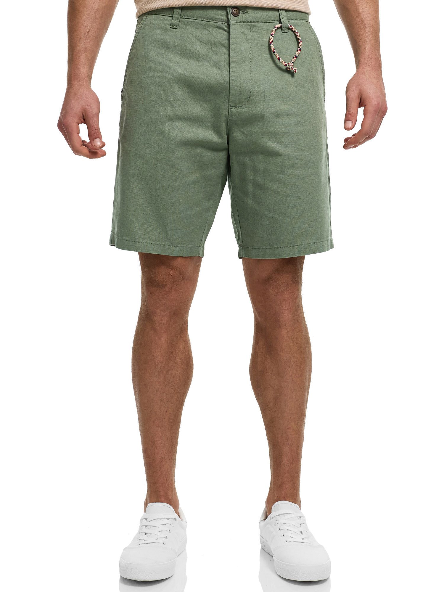 Indicode Chinoshorts Herren INMelio Chino Shorts Sommerhose aus Baumwoll-Leinen-Mix mit Rope-Detail