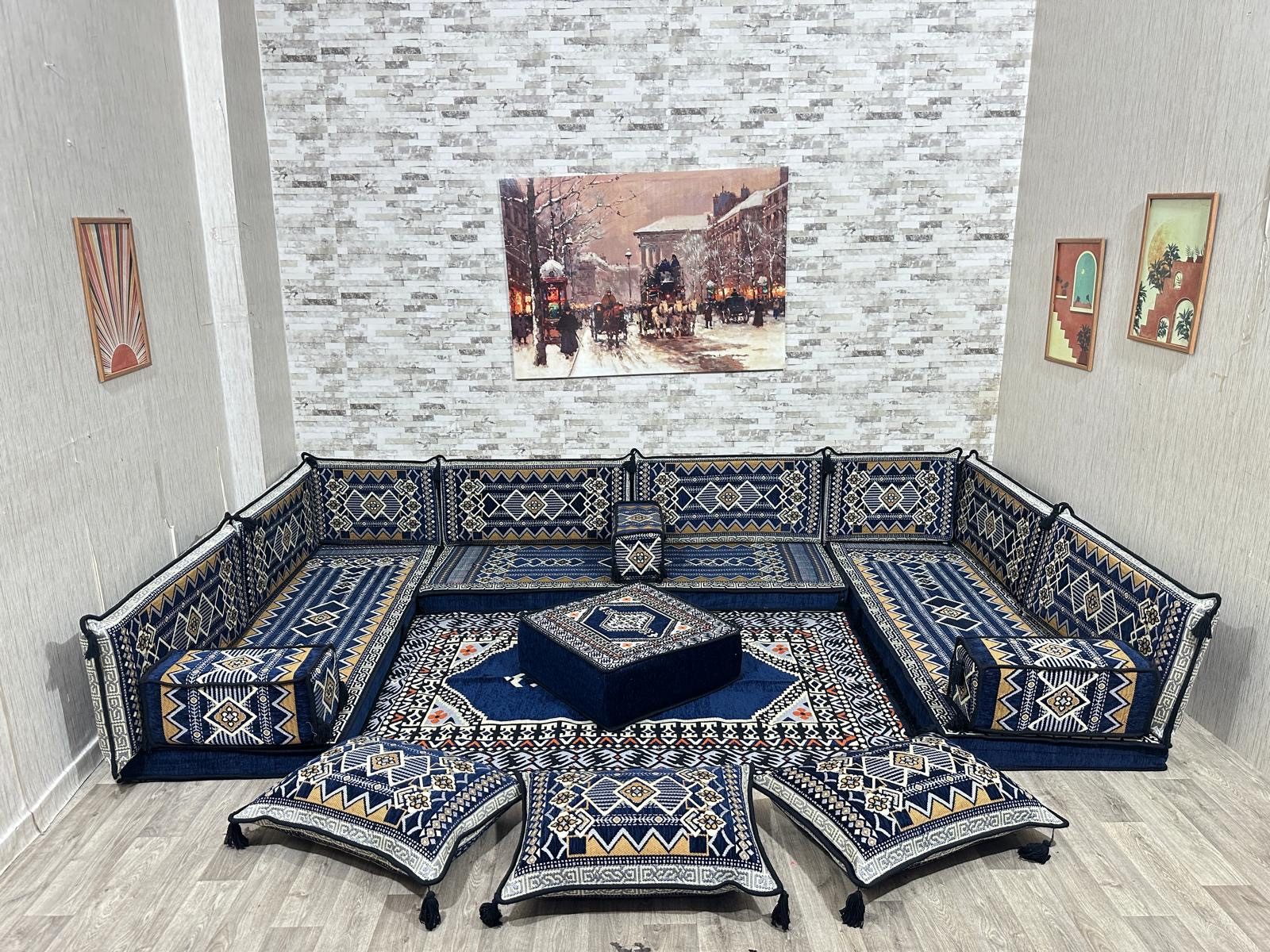 CaddeBuy Sofa Orientalische Sitzecke, Bodensofa, Sitzkissen, Arabisches Sofa, 19 Teile
