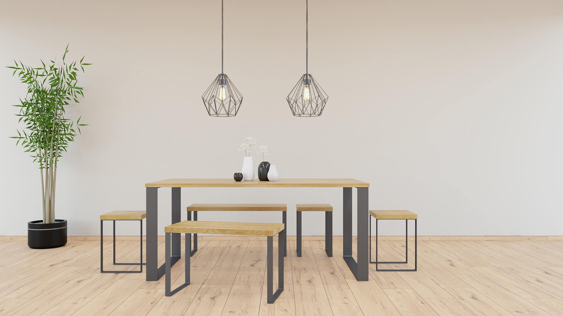 KUNSTLOFT Hocker Spatzl 35x47x35 cm, handgefertigter Sitzhocker aus Wildeiche und Metall