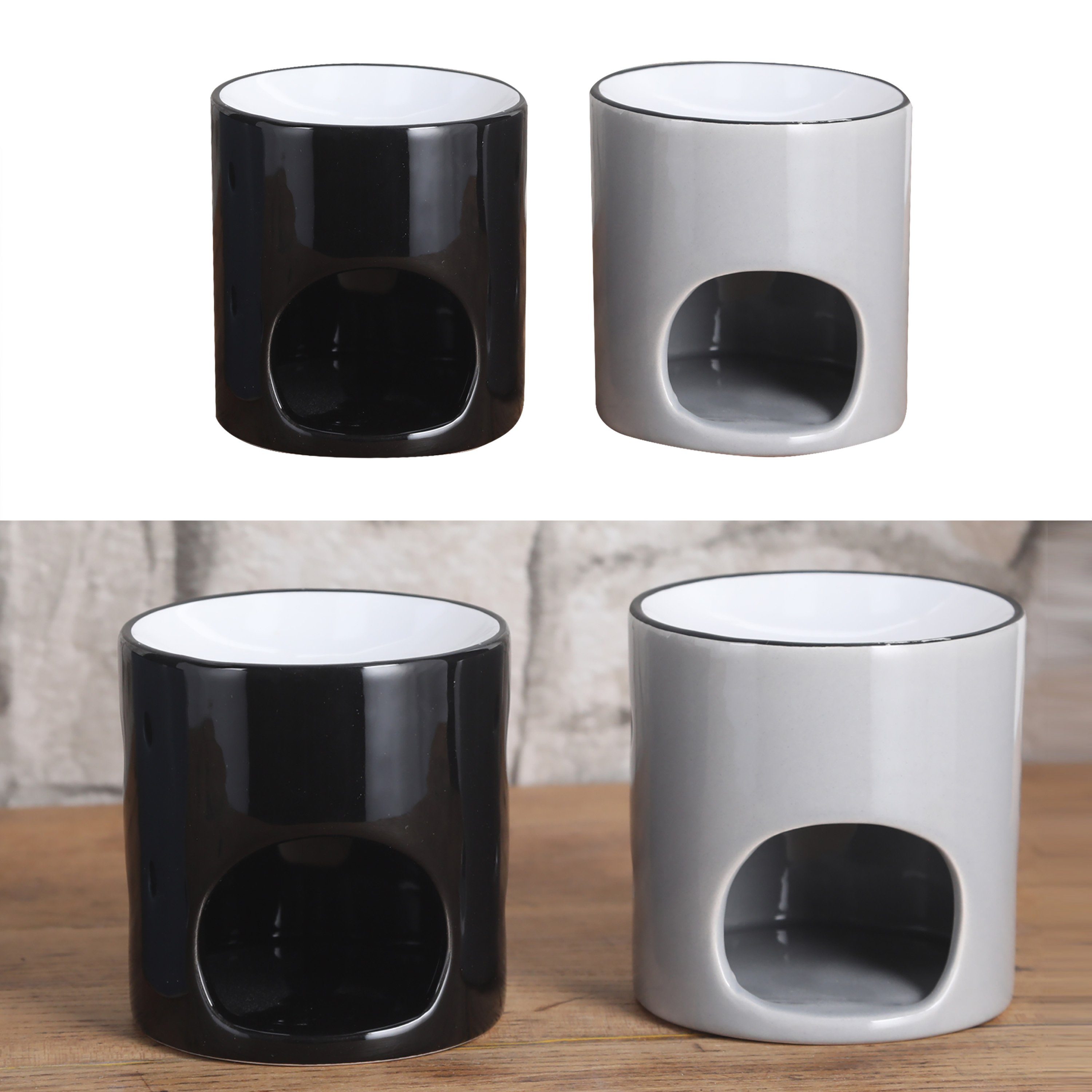 CEPEWA Duftlampe Duftlampe 2er Set Dolomit schwarz grau H9,5cm schwarz grau günstig online kaufen