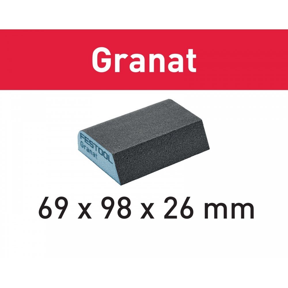 FESTOOL Schleifschwamm Schleifblock 69x98x26 120 CO GR/6 Granat (201084), 6 Stück