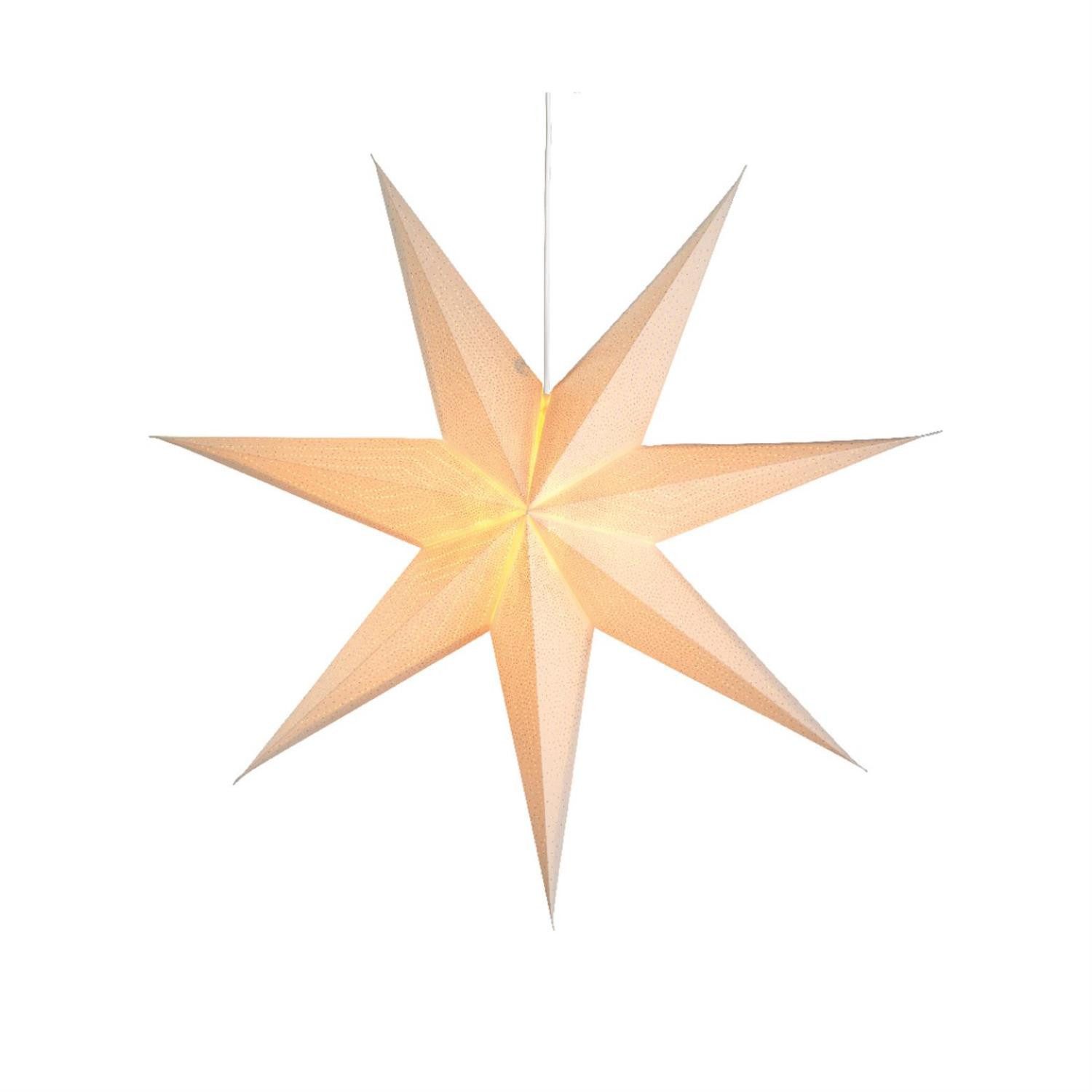 MARELIDA LED Stern Papierstern Leuchtstern Weihnachtsstern Faltstern hängend E14 weiß