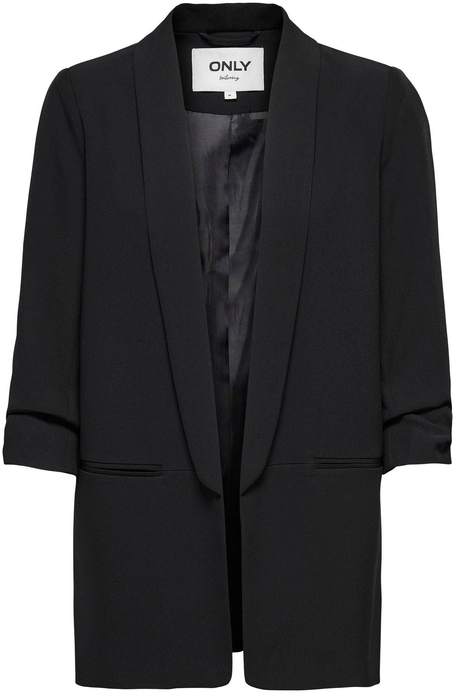 ONLY Kurzblazer ONLELLA – Femininer Blazer mit 3/4-Ärmeln und Raffung regular fit, casual, Web, Kunstfaser, V-Ausschnitt. Reduzierter Preis € 44,99. Unverbindliche Preisempfehlung € 59,99