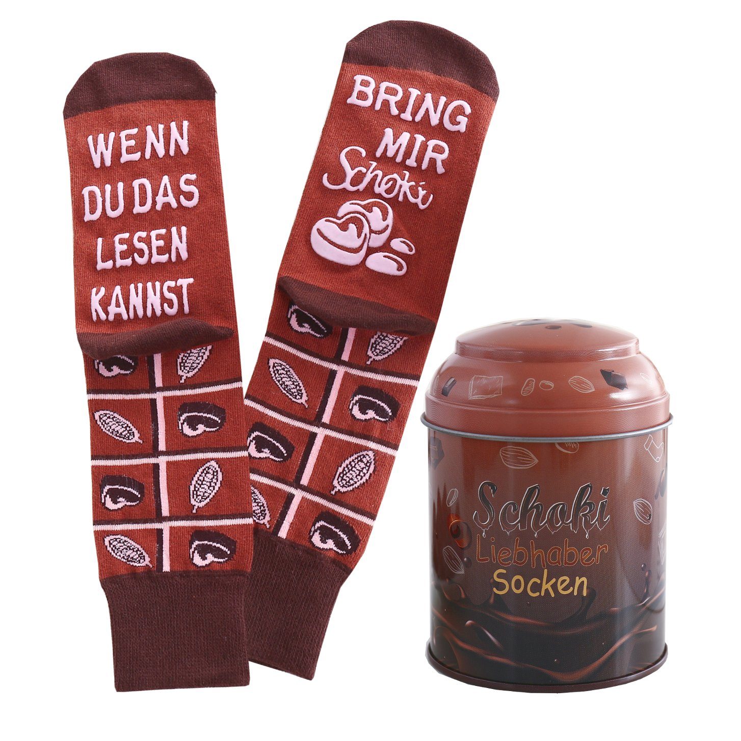 Lucadeau Freizeitsocken Kaffee Schoki Tee Socken in Dose mit Spruch, wenn d günstig online kaufen