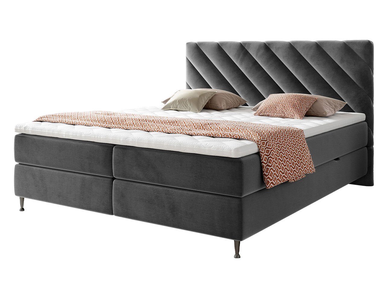 MIRJAN24 Boxspringbett Enzo (mit Hauptmatratze, Topper, Kopfteil), 140, 160, 180 / 200 cm, mit zwei Bettkästen