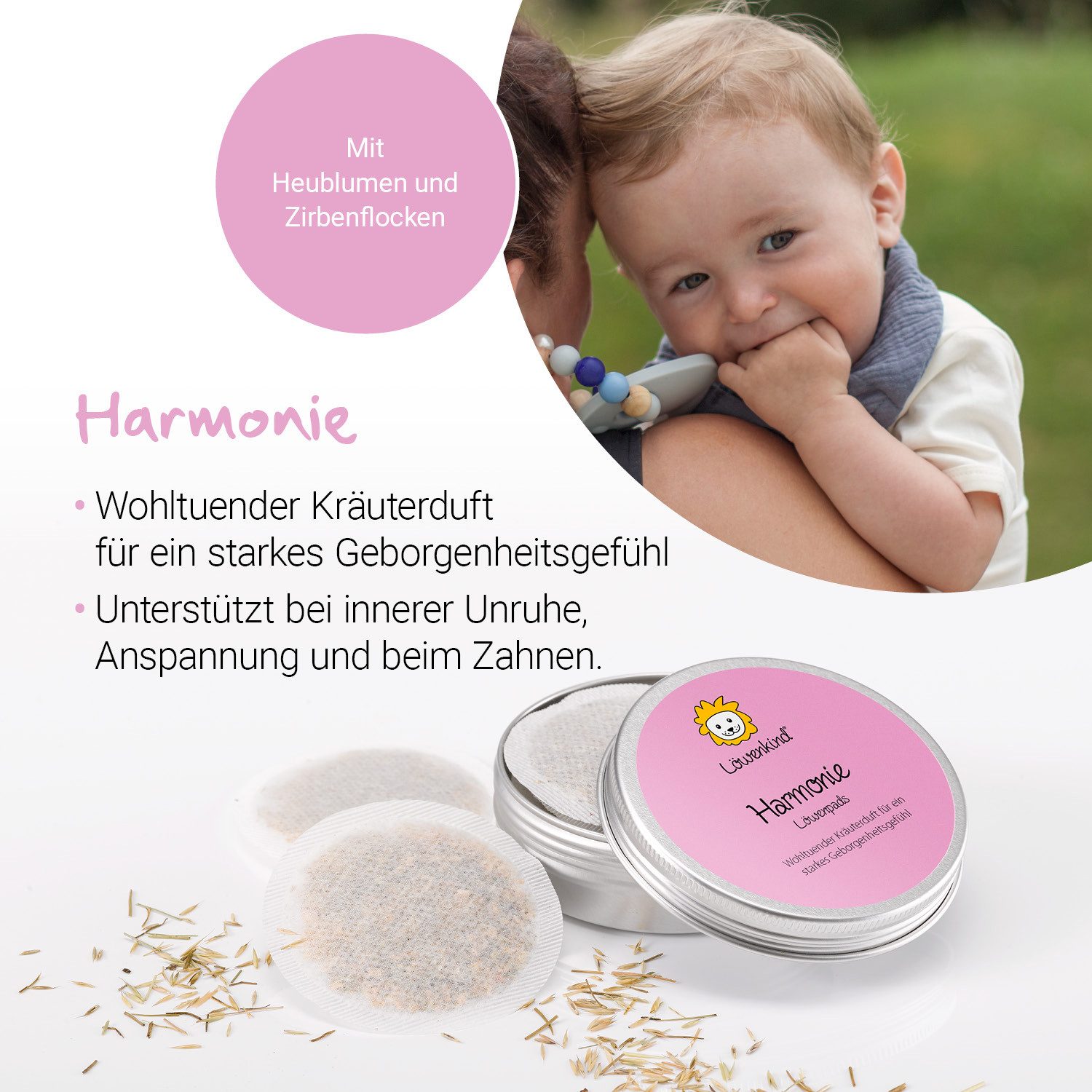Löwenkind Babypflege-Set Kräuterpad Einsteigerbox Mini Pistazie (0-4 Jahre), Sanfte Unterstützung aus der Natur