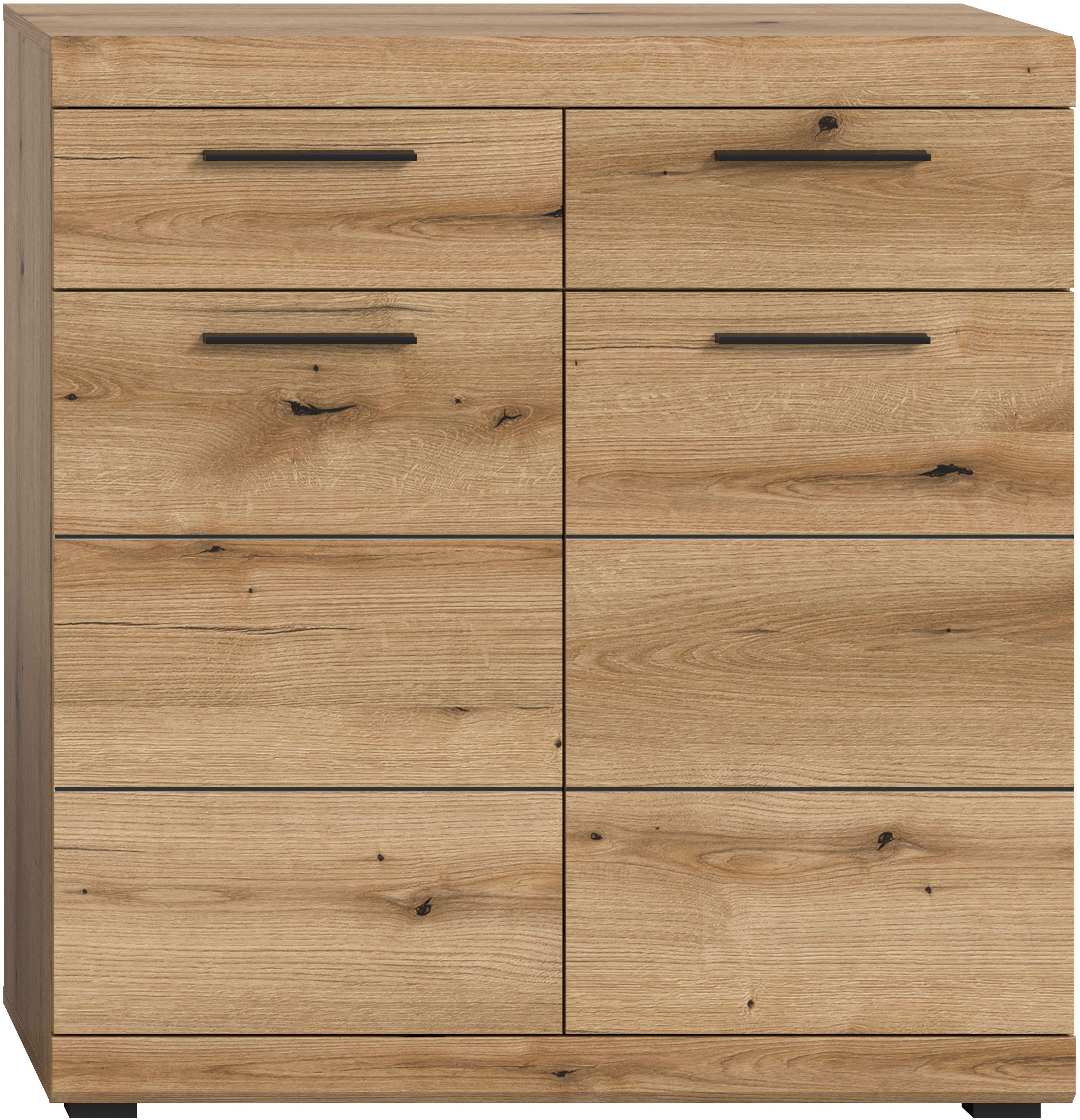 Home affaire Schuhschrank SIENA, Breite 90 cm, 2 Türen, 2 Einlegeböden, 3 Fächer, 2 Schubkästen (1-St., hochwertige Rillenfräsung in MDF Front) Schuhkommode, Kommode, Anrichte, Sideboard