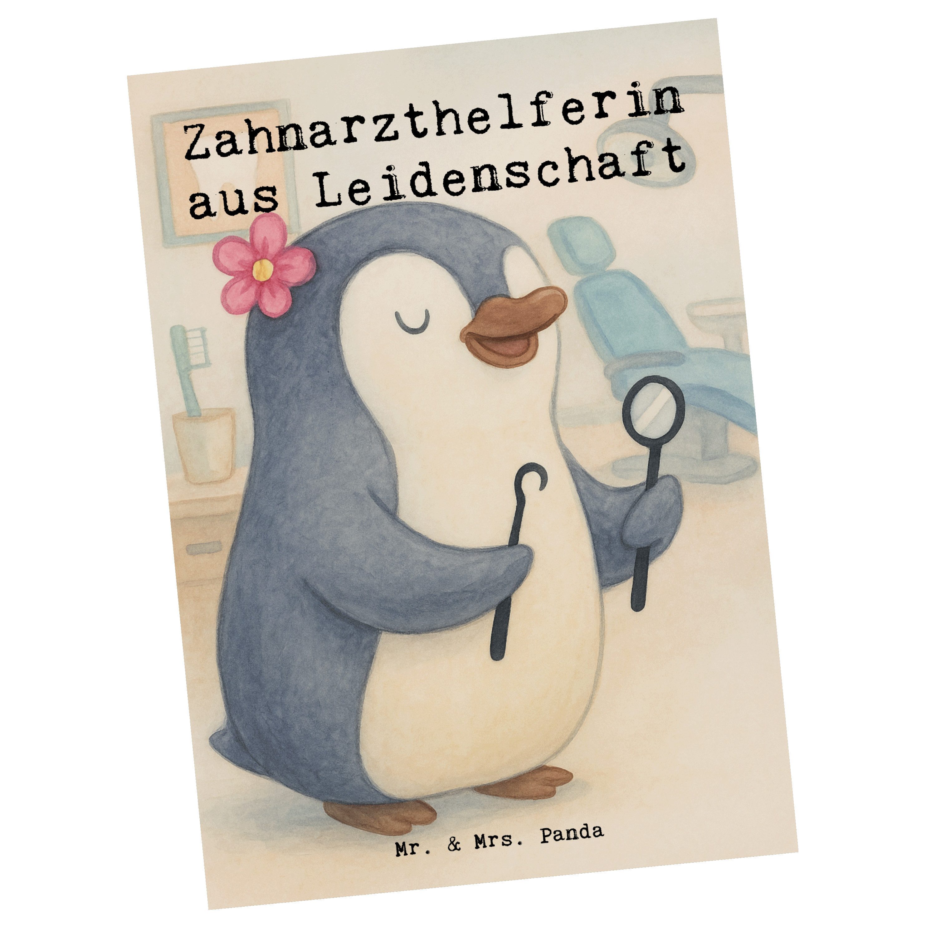 Mr. & Mrs. Panda Postkarte Zahnarzthelferin Leidenschaft Design, Postkarte, Weiß, Postkarten, sp, Fotokarte Postkarte spruchkarte