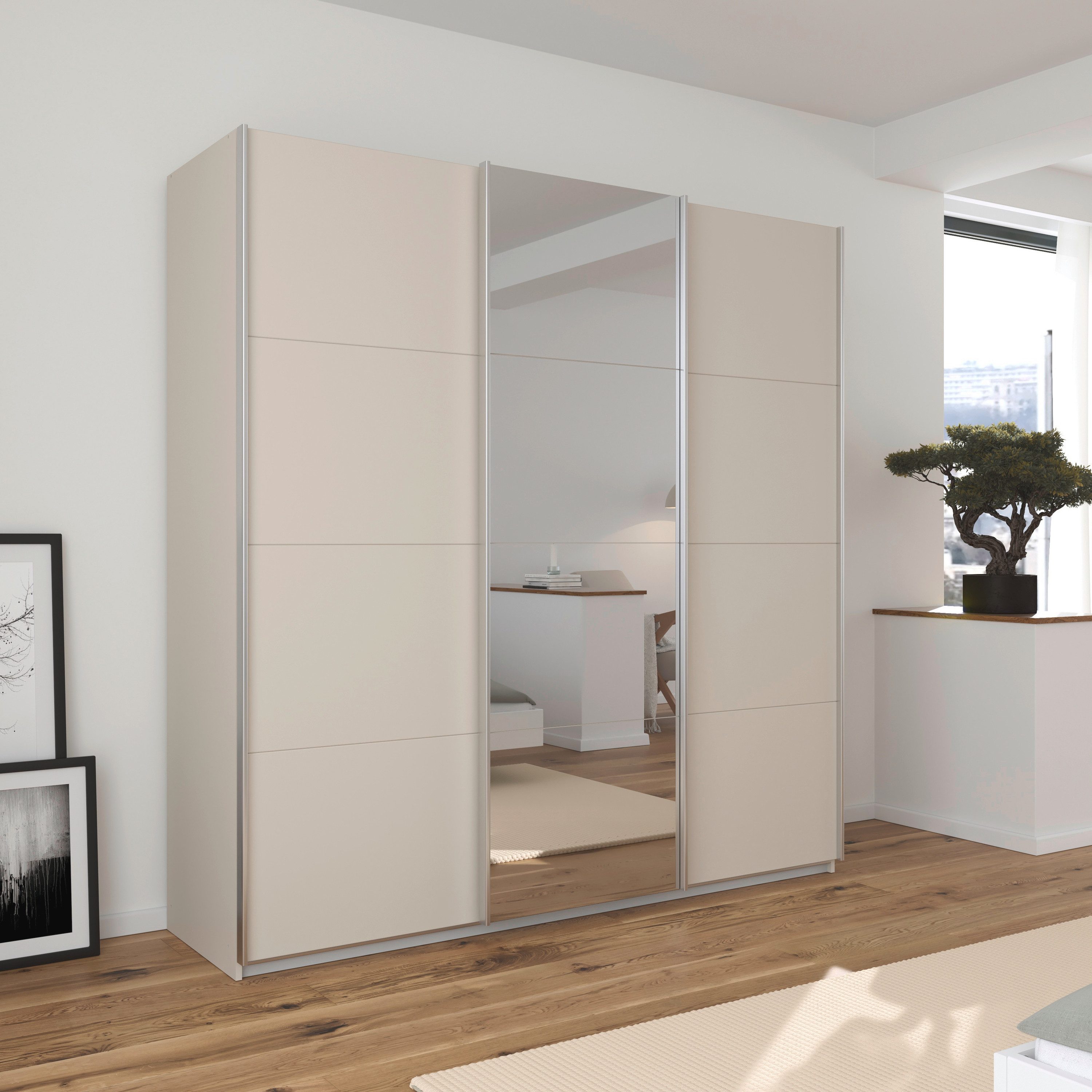 OTTO home Schwebetürenschrank Kleiderschrank Schrank Schlafzimmerschrank Garderobe AGORDO (Breiten 203/271/315/360 cm in drei Griff-Farben - NEU: Farbe SCHWARZ) Top Innenausstattung, in 4 Breiten und 2 Höhen MADE IN GERMANY