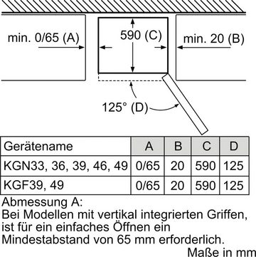 BOSCH Kühl-/Gefrierkombination 2 KGN36NLEA, 186 cm hoch, 60 cm breit