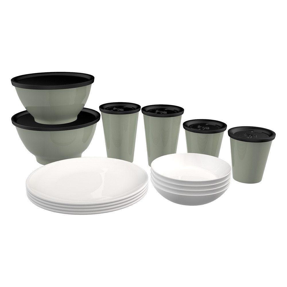 Ornamin Geschirr-Set Kleines Camping-Set, Camping-Geschirr-Set l bruchstabil l leicht l spülmaschinengeeignet
