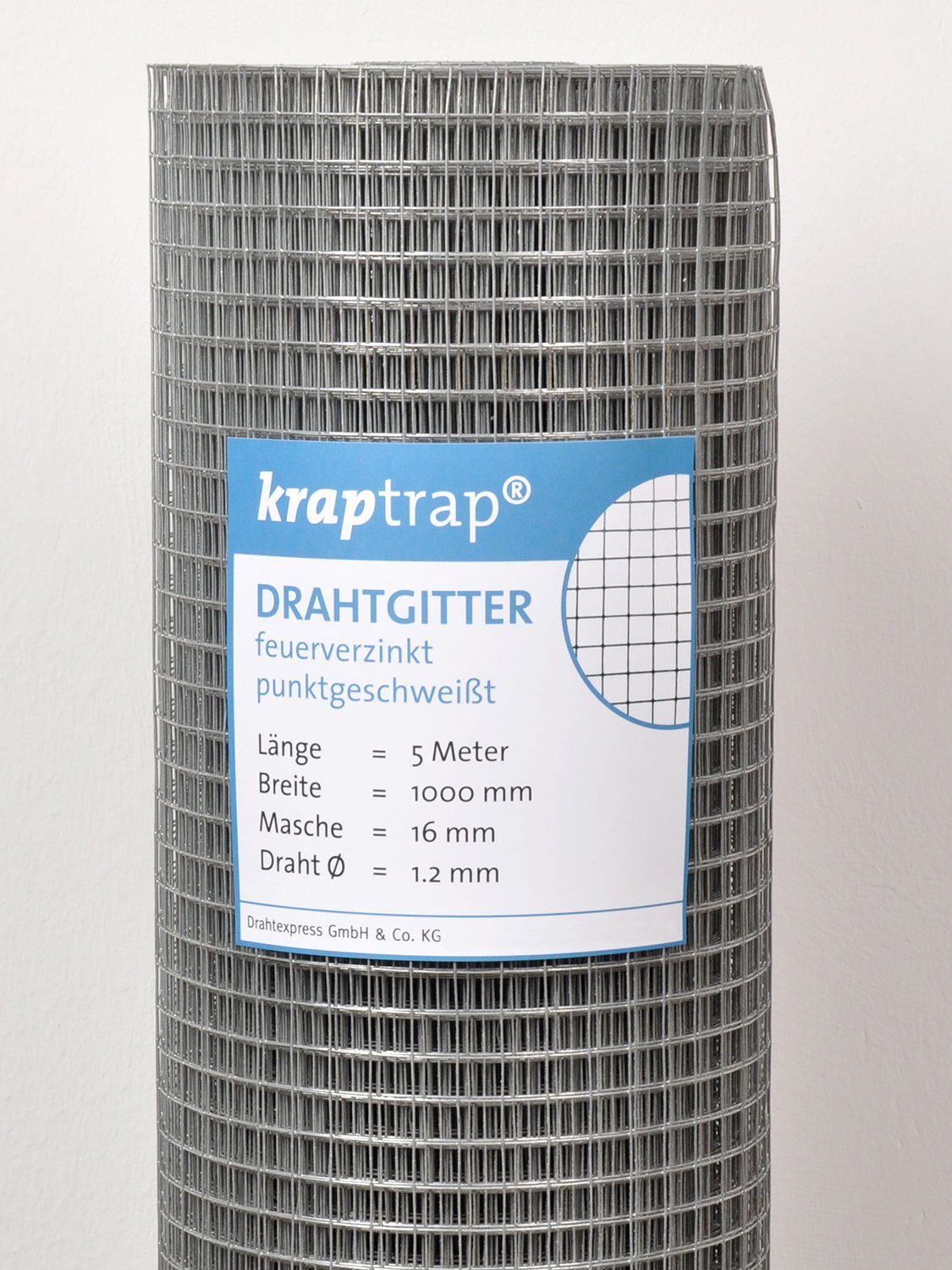 Kraptrap® Voliere Volierendraht Drahtgitter I Käfigdraht Schweißgitter I 16x16mm I 1,2mm stark Drahtzaun Maschendraht