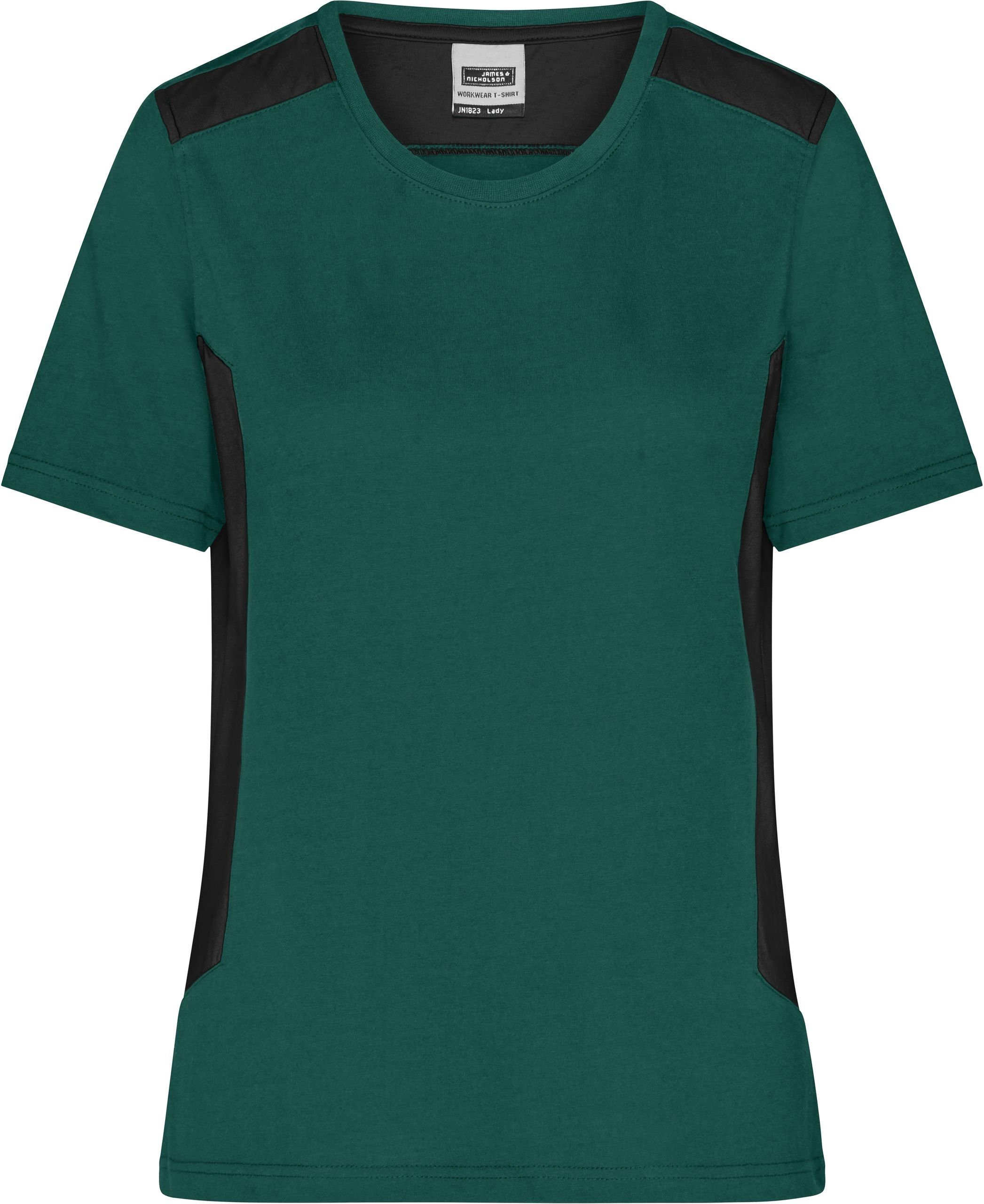 James & Nicholson T-Shirt Damen Workwear T-Shirt - Strong dark green/black
