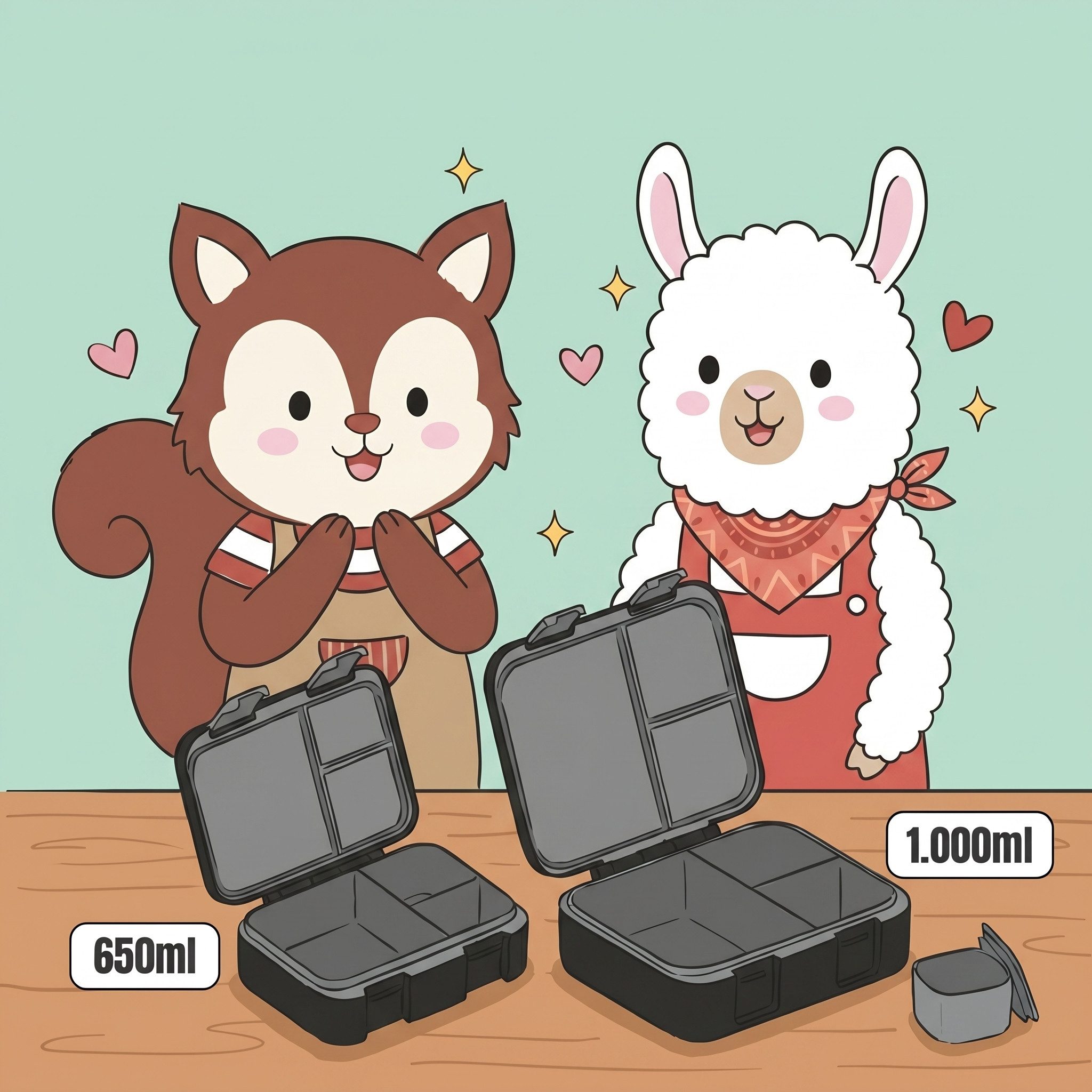 BEARFOOT Lunchbox Brotdose mit Fächern, leicht & auslaufsicher - Sticker schwarz, PP, ABS, Silikon, Kindergarten und Schule - Mädchen und Jungen, Vesperbox, Snackbox