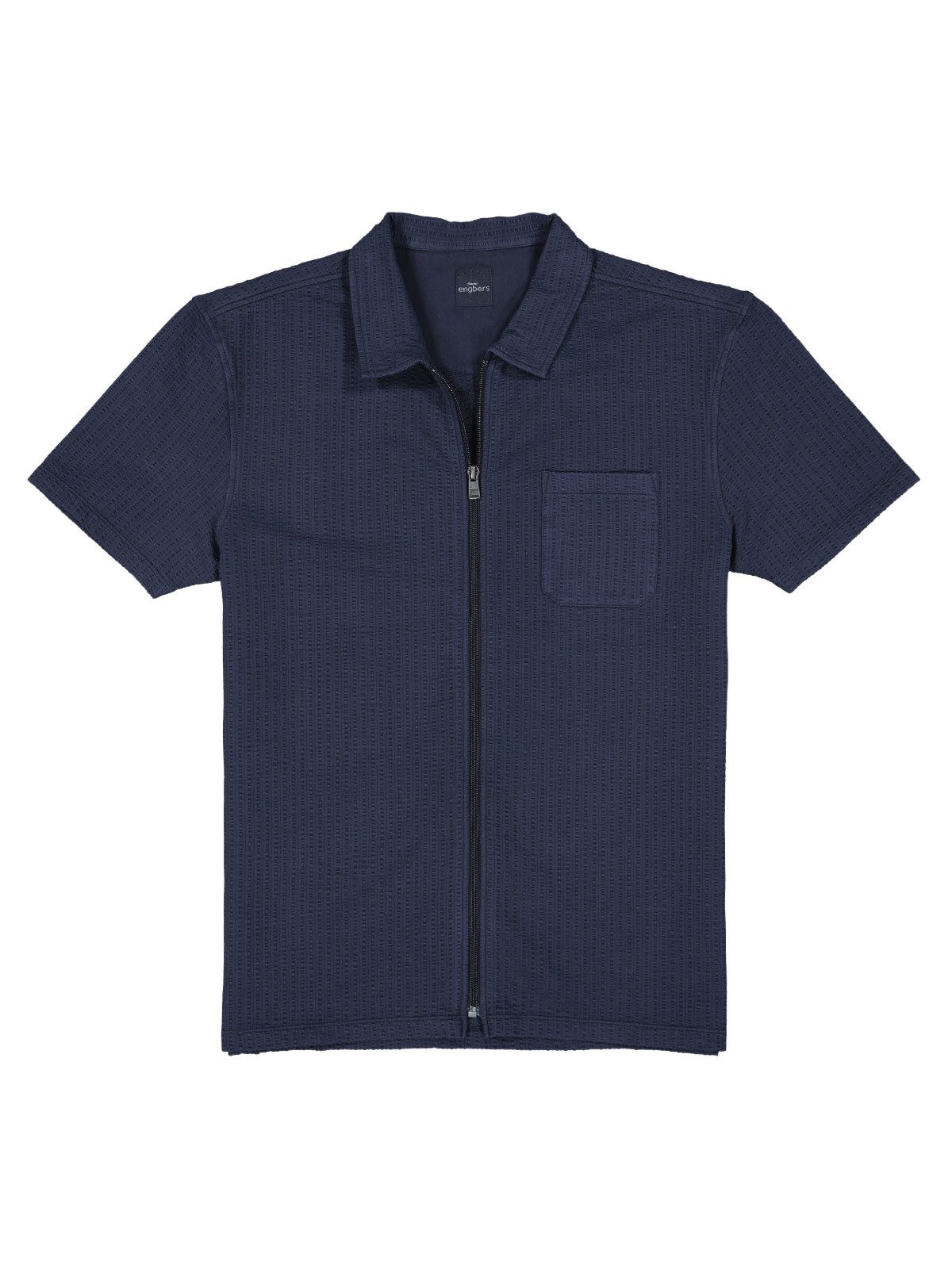 Poloshirt Herren Overshirt mit Reißverschluss, Saphirblau