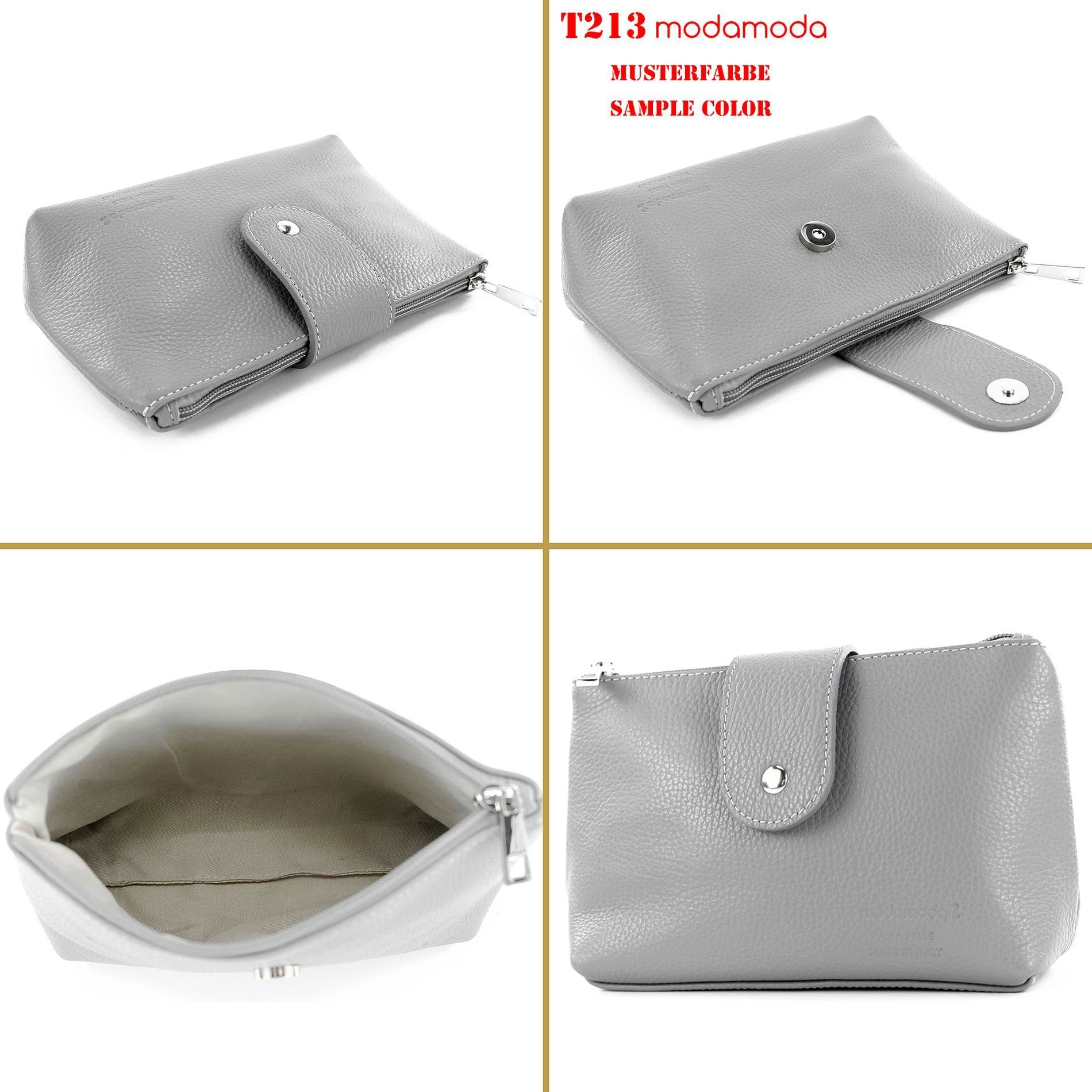 in T213, Italy de Handmade Kosmetiktasche modamoda Echtleder Creme