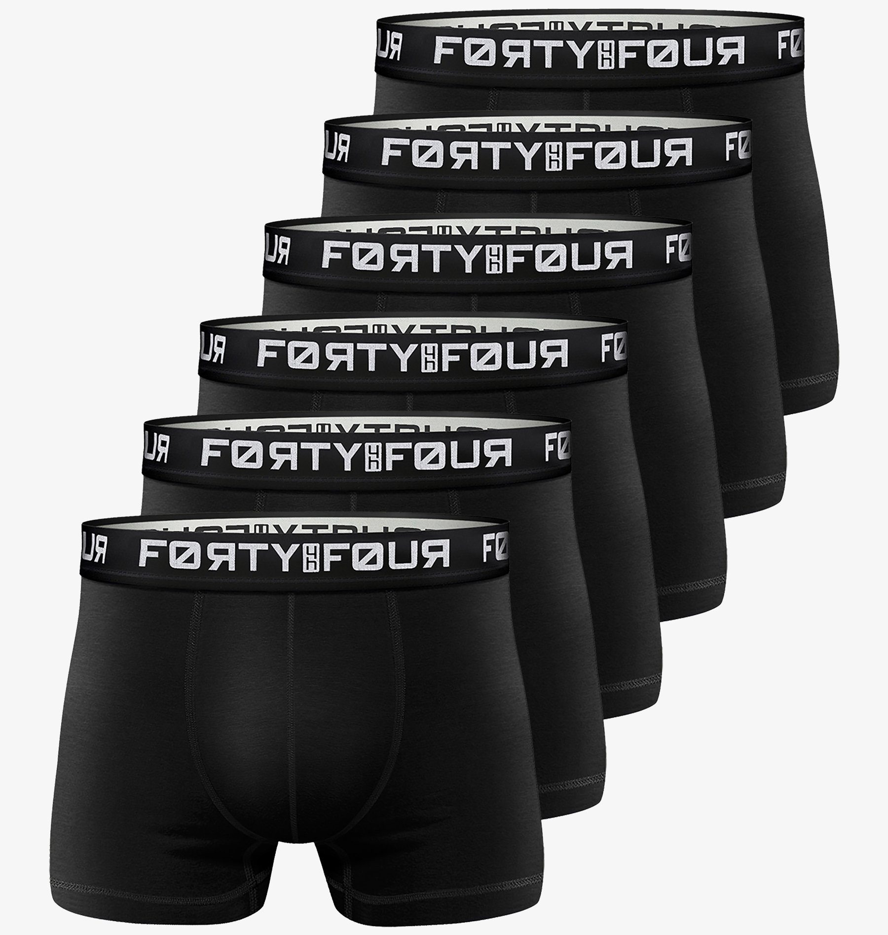 FortyFour Boxershorts Herren Männer Unterhosen Baumwolle Premium Qualität perfekte Passform (Vorteilspack, 6er Pack) S - 7XL 706b-schwarz