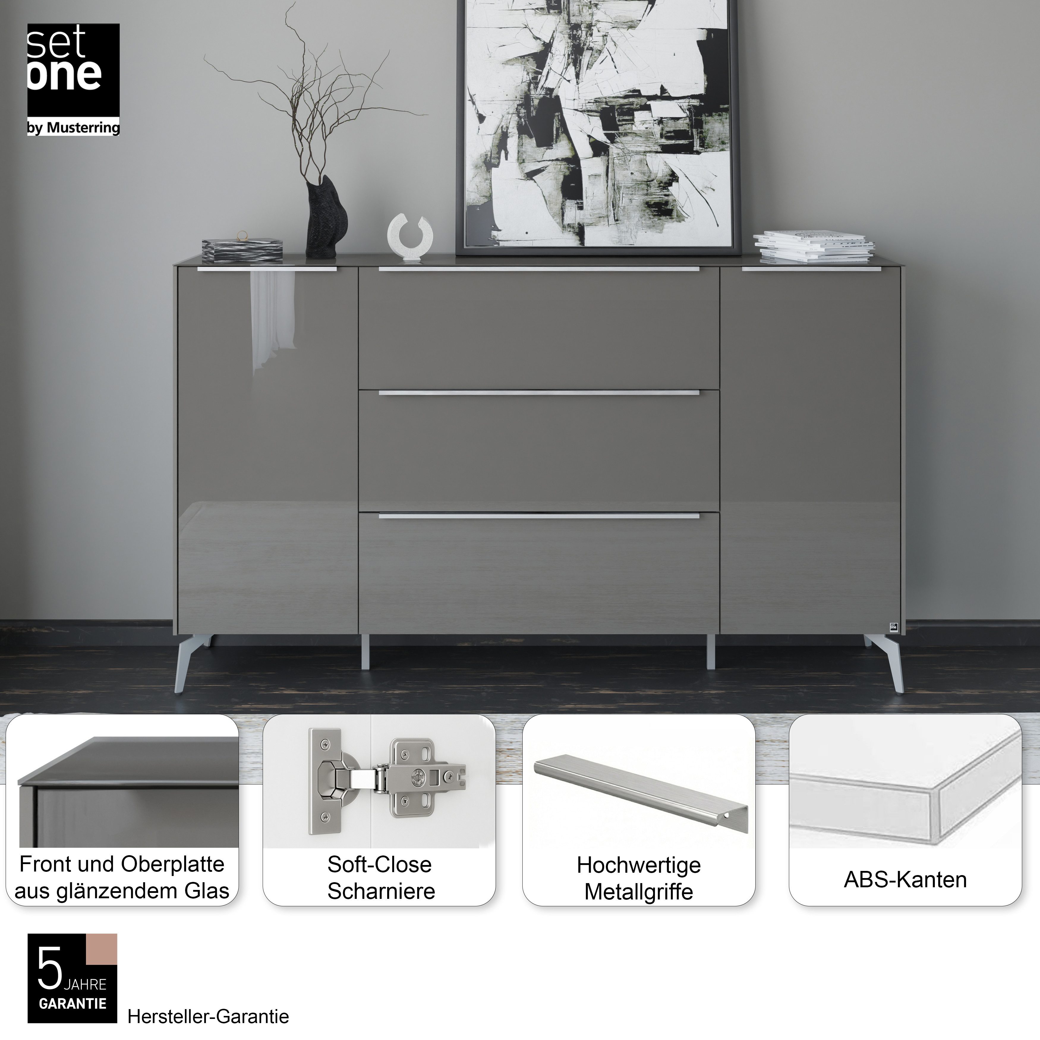set one by Musterring Sideboard Reno (1 St), Mit Winkelfuß in diversen Farben, 109 cm Höhe & Farbauswahl