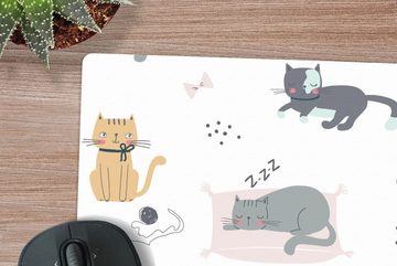MuchoWow Gaming Mauspad Katzen - Haustiere - Muster (1-St), Mousepad mit Rutschfester Unterseite, Gaming, 40x40 cm, XXL, Großes