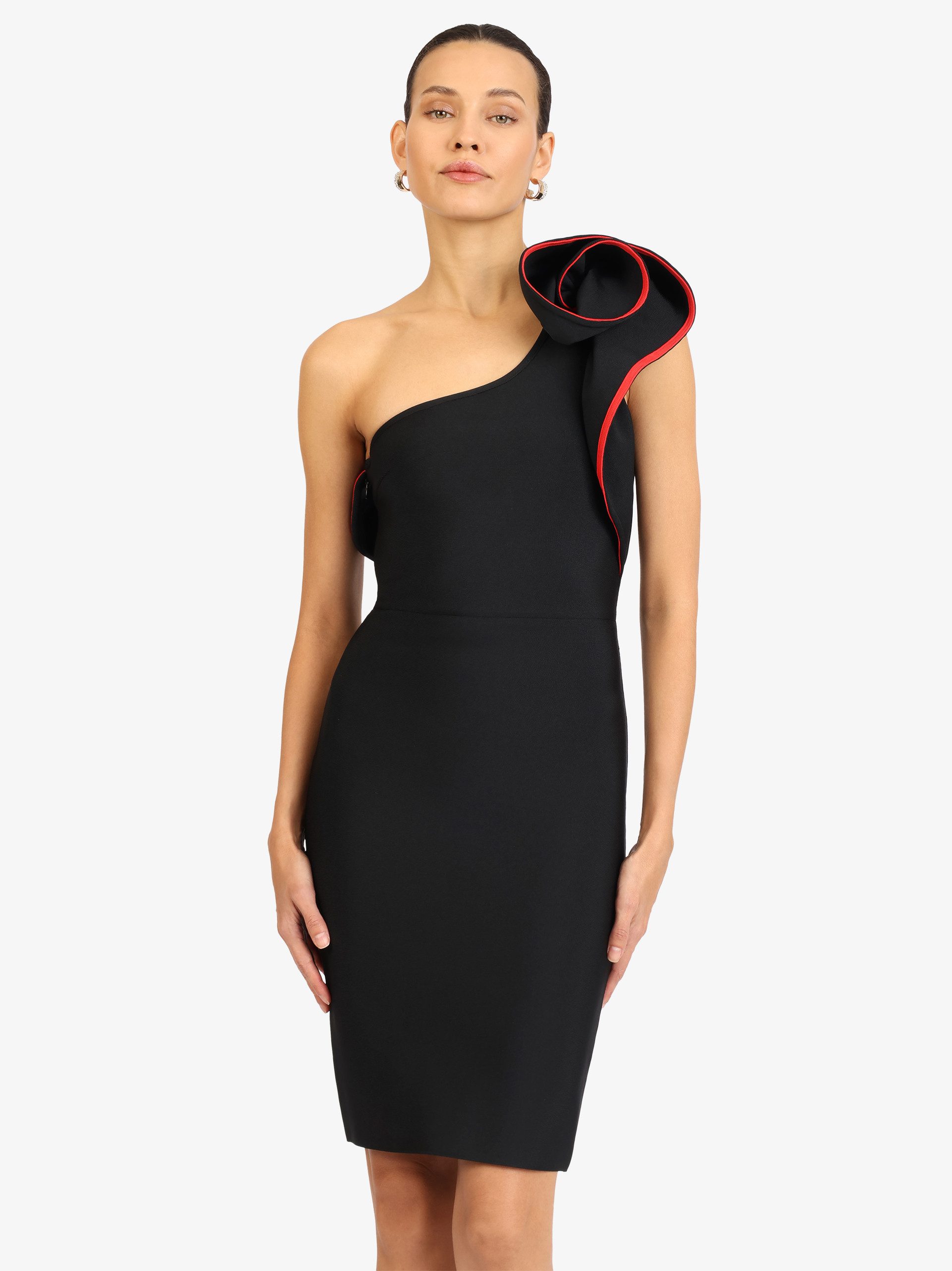 Kraimod Abendkleid mit One-Shoulder-Ausschnitt und Volantdetail