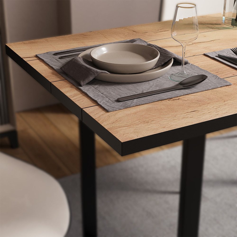Vicco Esstisch Livorno, Schwarz/Goldkraft Eiche, 140 x 70 cm (1-St) – Bild 4 von 5